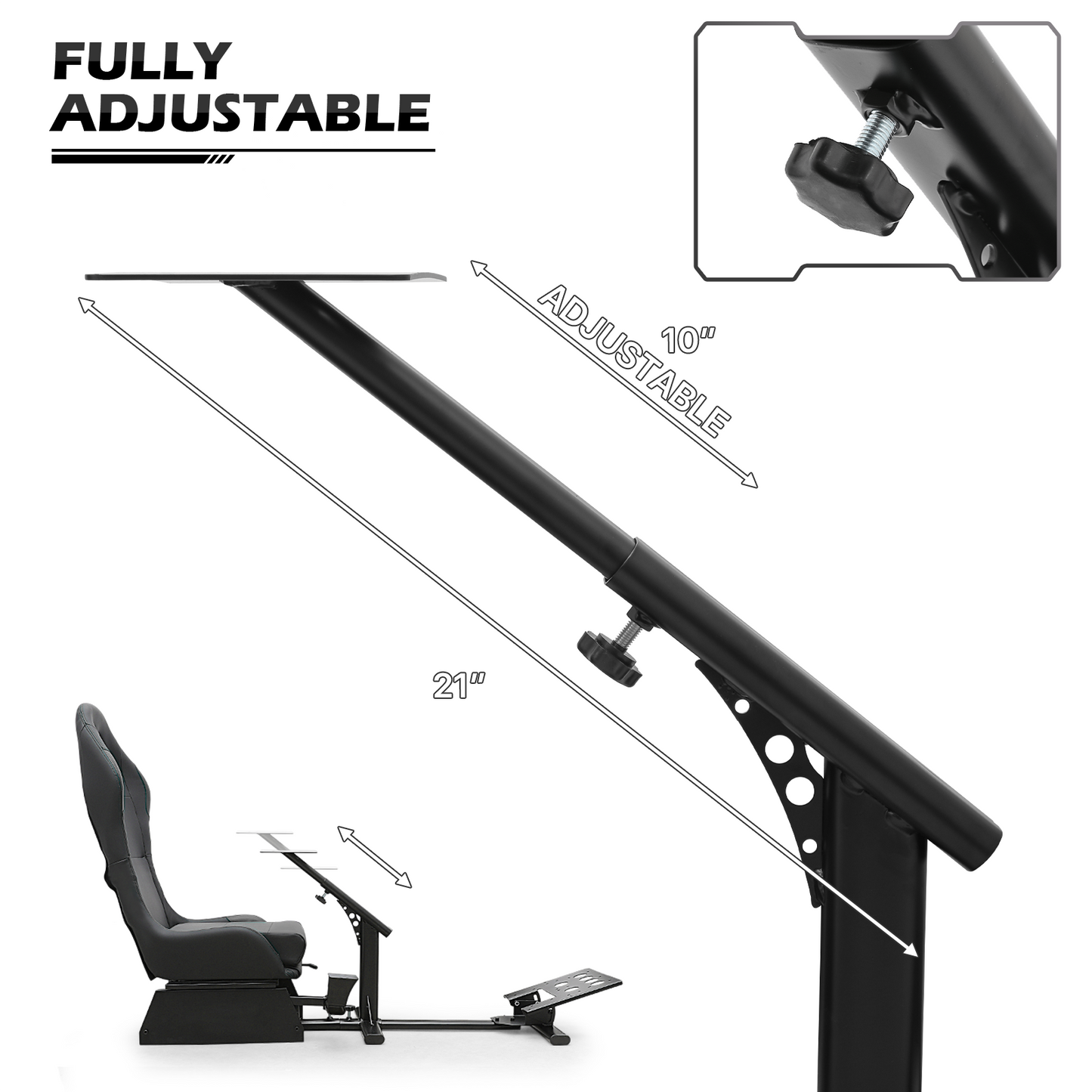 Racing Simulator Cockpi - Adjustable Gaming Seat - Black