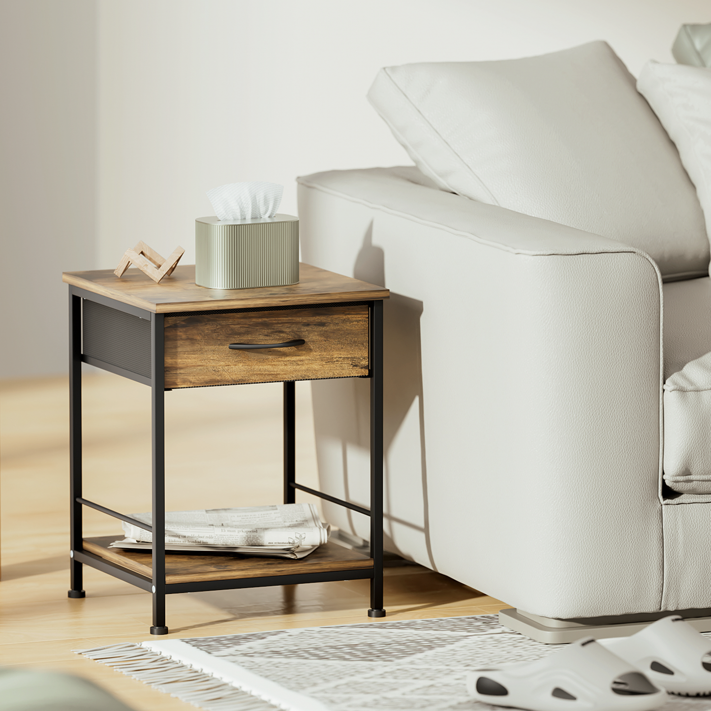 Bedside Nightstand Sofa End Table - 16"x16"x21"
