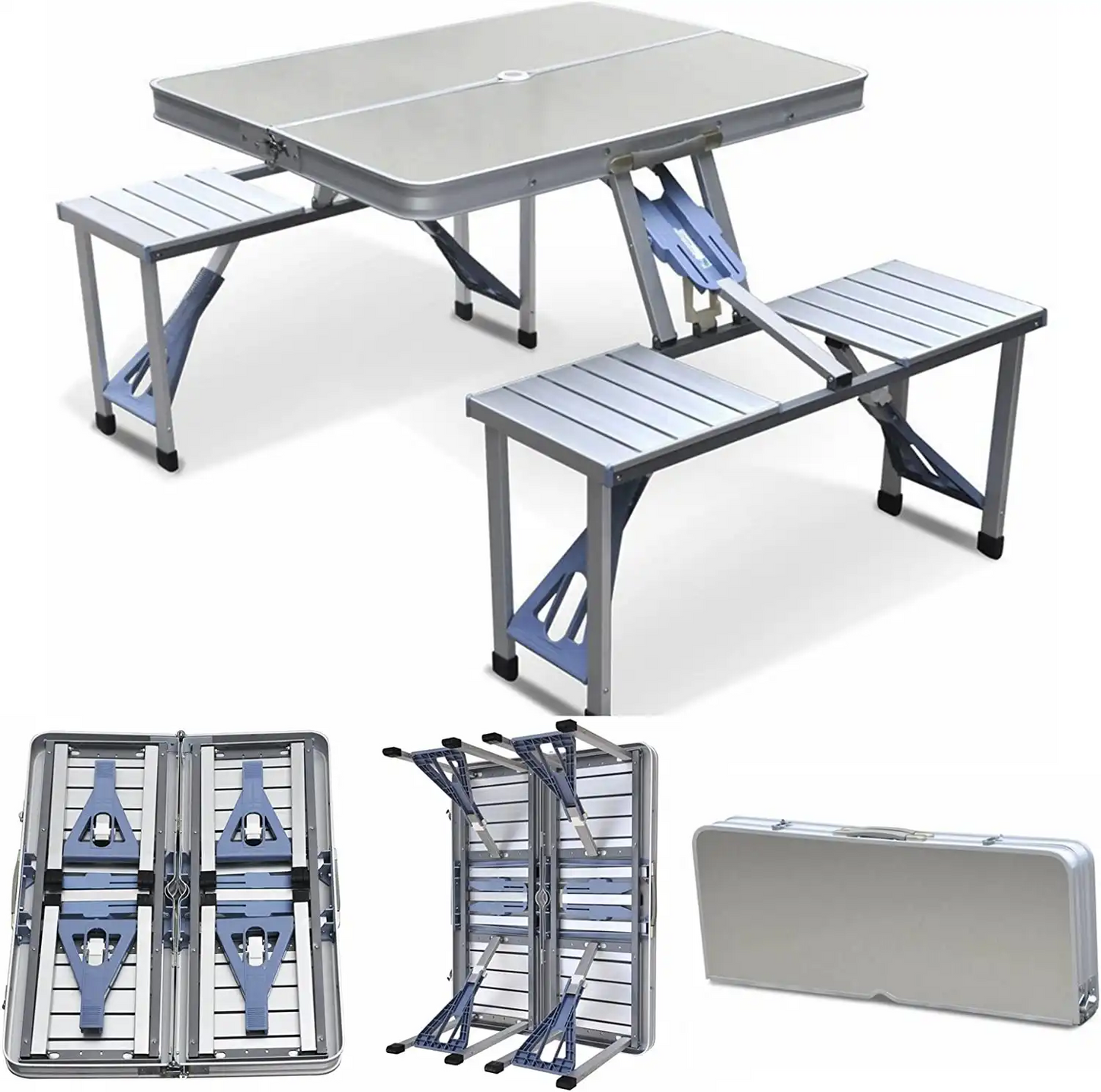 Aluminum Folding Camping Picnic Table Set With 4 Seats
