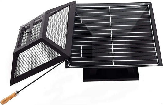 18.5"Square Wood Burning Fire Pit - Poker+Spark Screen