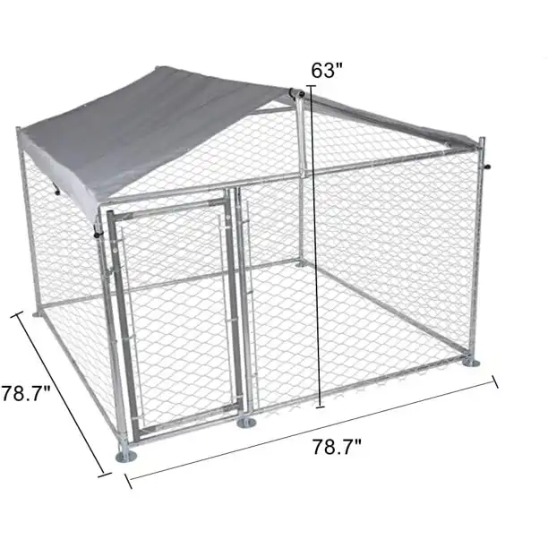 Pet Playpen Exercise Portable Fence w/Waterproof Roof - 4 Panel