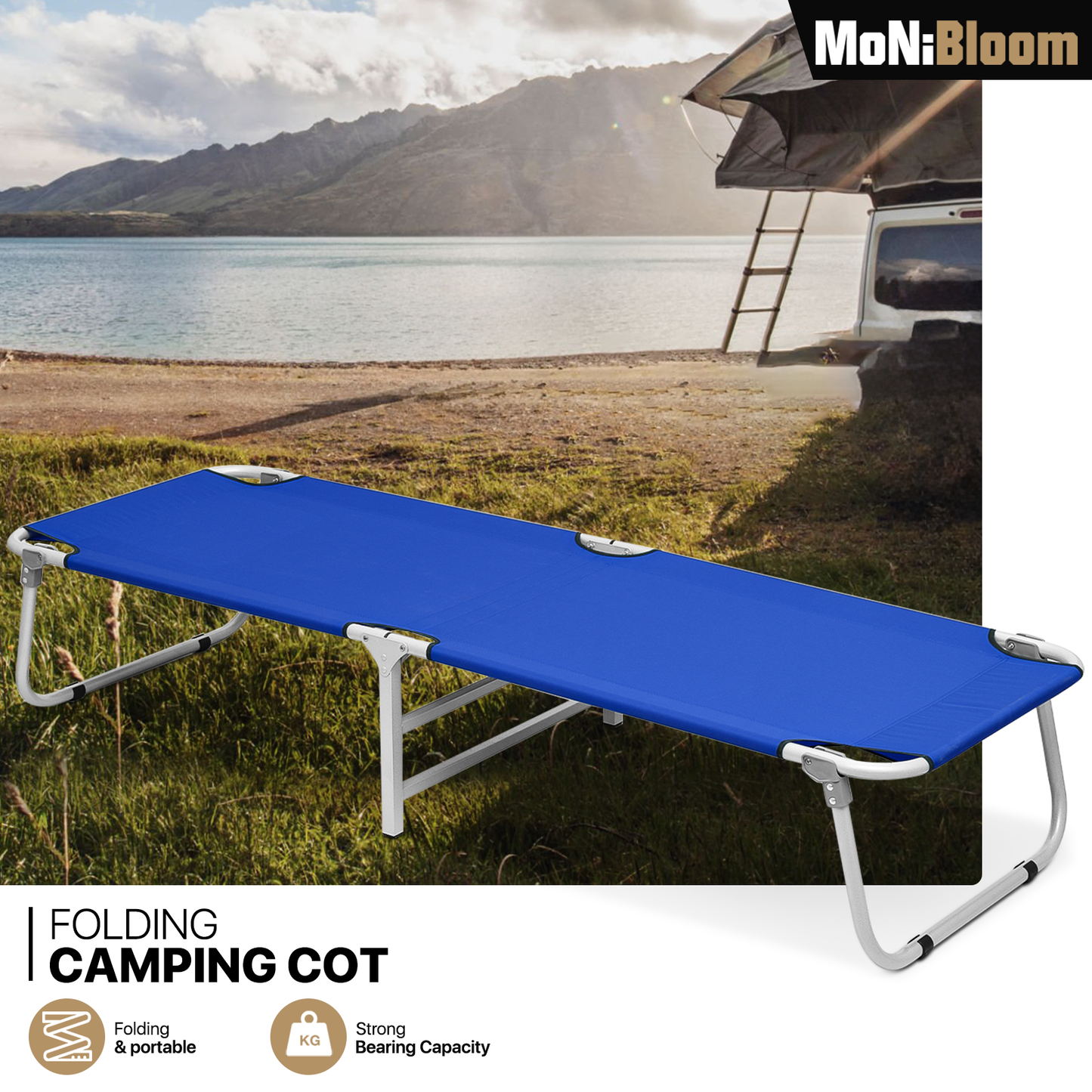 Foldable Military Cot Oxford Reclinable Portable Sleeping Bed w/Dust Cover