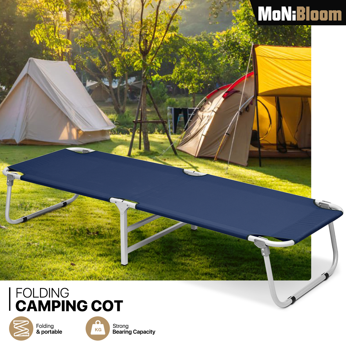 Foldable Military Cot Oxford Reclinable Portable Sleeping Bed w/Dust Cover