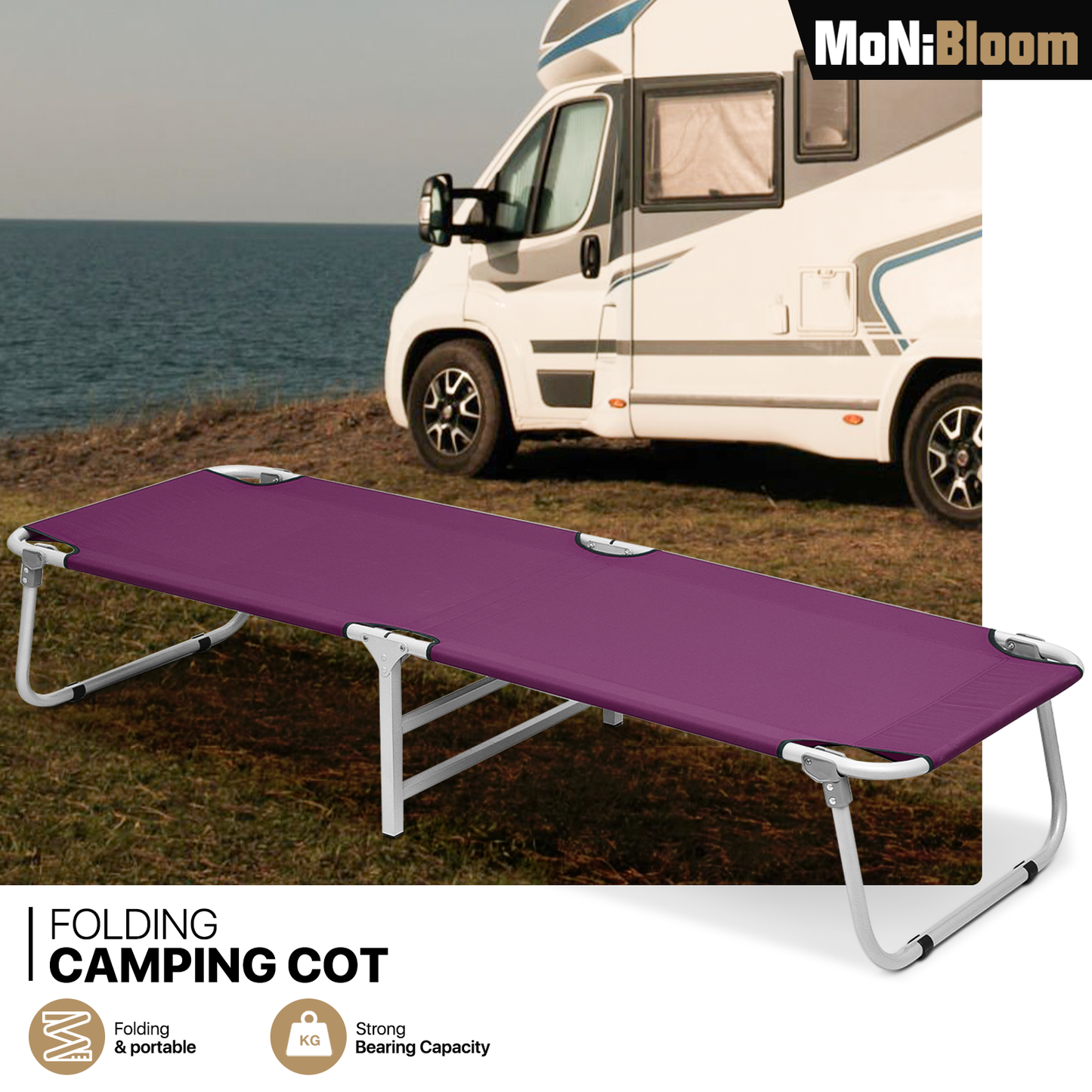 Foldable Military Cot Oxford Reclinable Portable Sleeping Bed w/Dust Cover