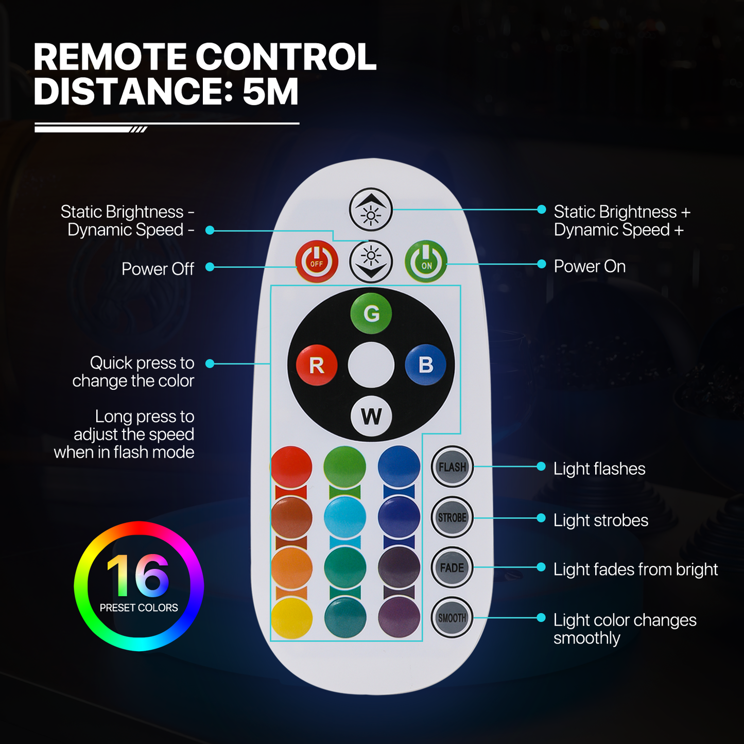 LED - Service Tray - Round - 16 Colors Remote Control