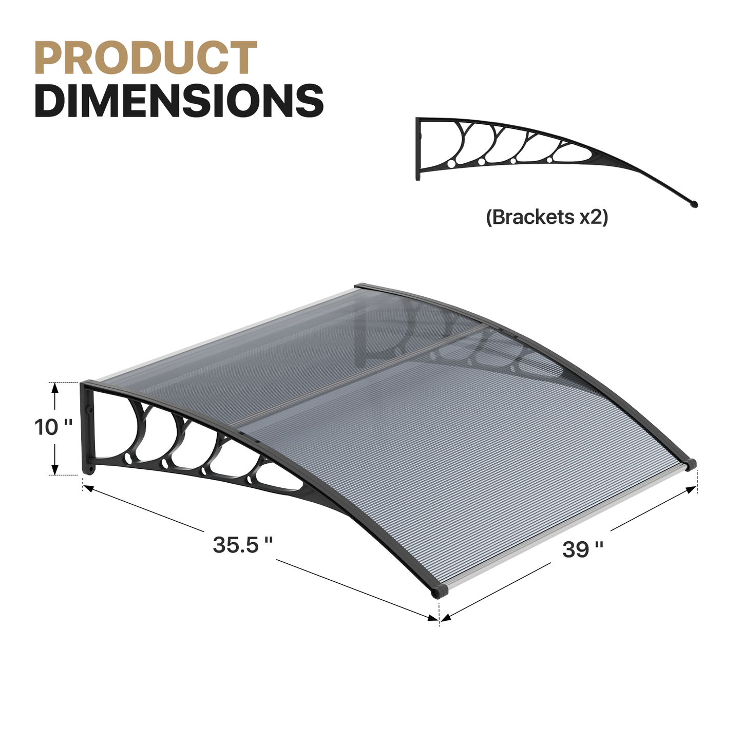 39"x35" Window Awning UV Protect Cover Outdoor Front Door Canopy Patio SunShade