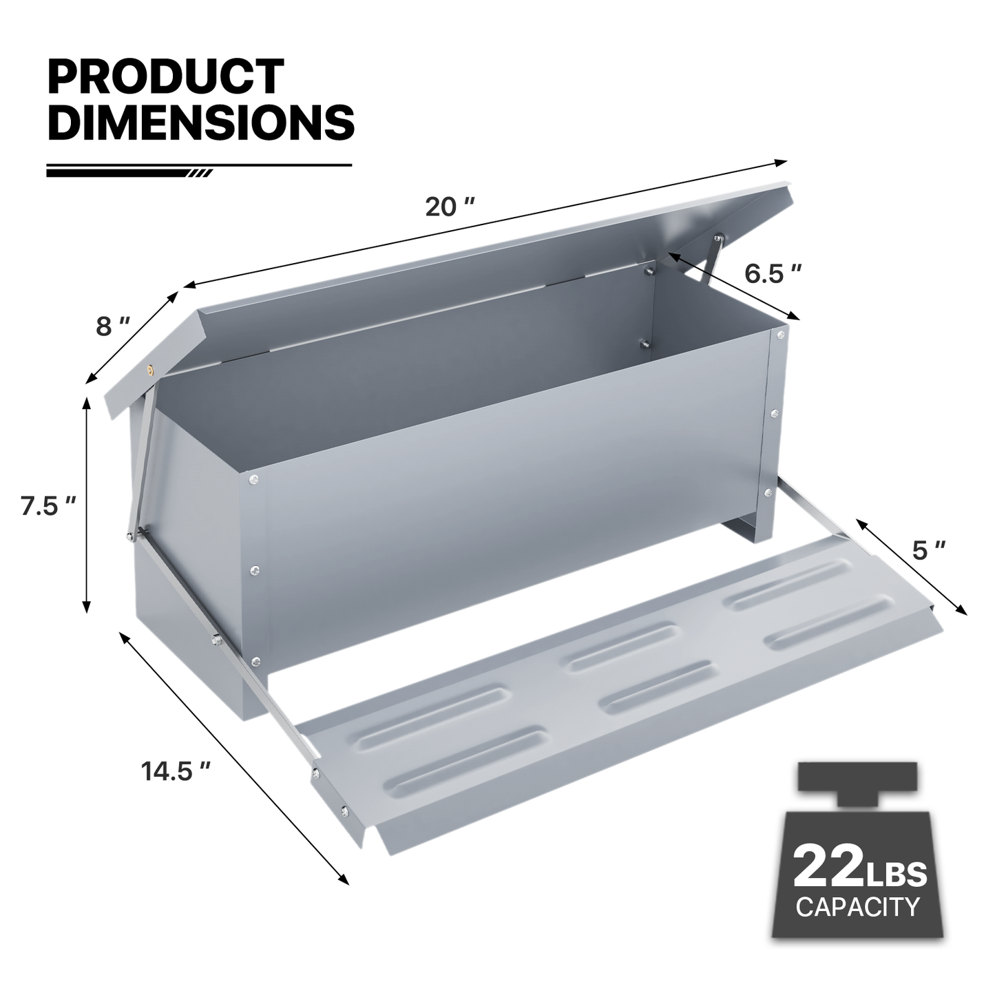 Automatic Chicken Feeder - 22 LBS Capacity - Silver