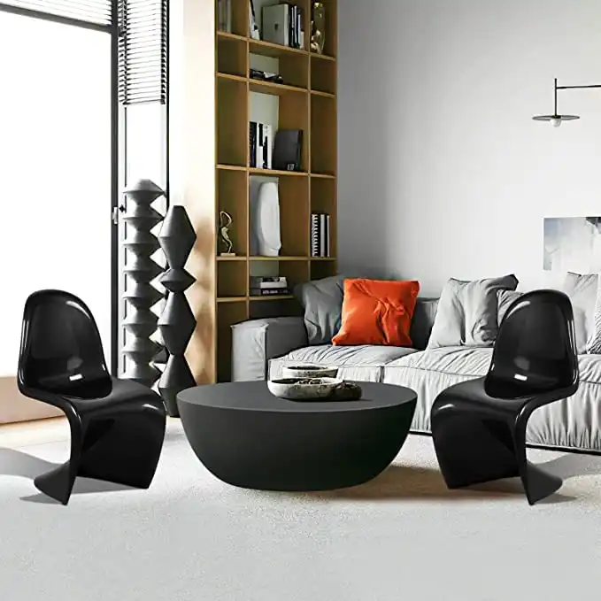Set of 4 Plastic Dining Chair S-Shaped Curved Modern Seat Home Décor