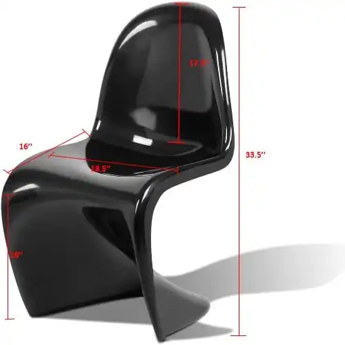 Set of 4 Plastic Dining Chair S-Shaped Curved Modern Seat Home Décor