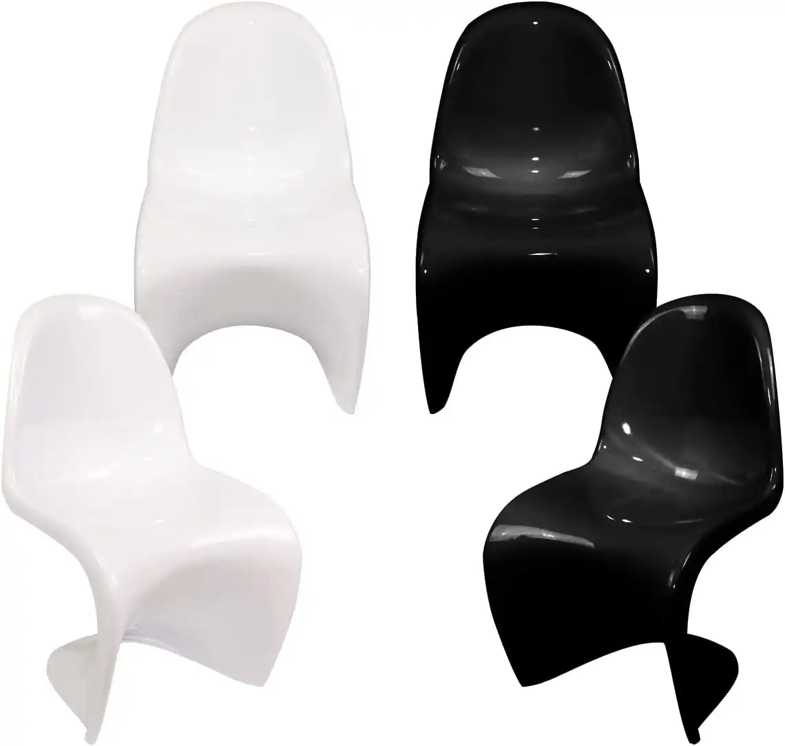 Set of 4 Plastic Dining Chair S-Shaped Curved Modern Seat Home Décor