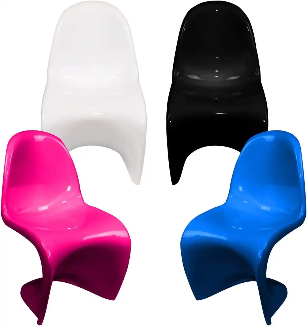 Set of 4 Plastic Dining Chair S-Shaped Curved Modern Seat Home Décor