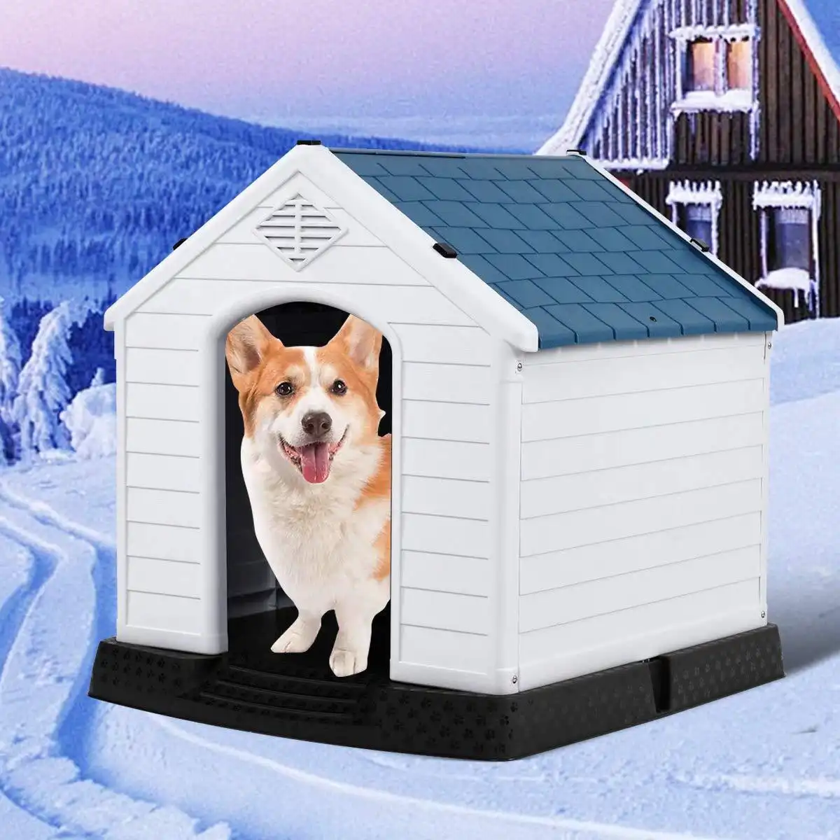 39" Plastic Dog House Waterproof Pet Shelter - up to 80lb