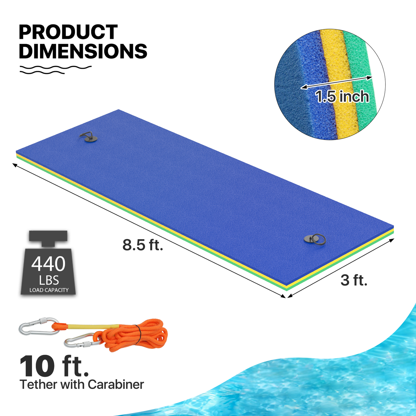 9 * 3 ft Water Floating Mat