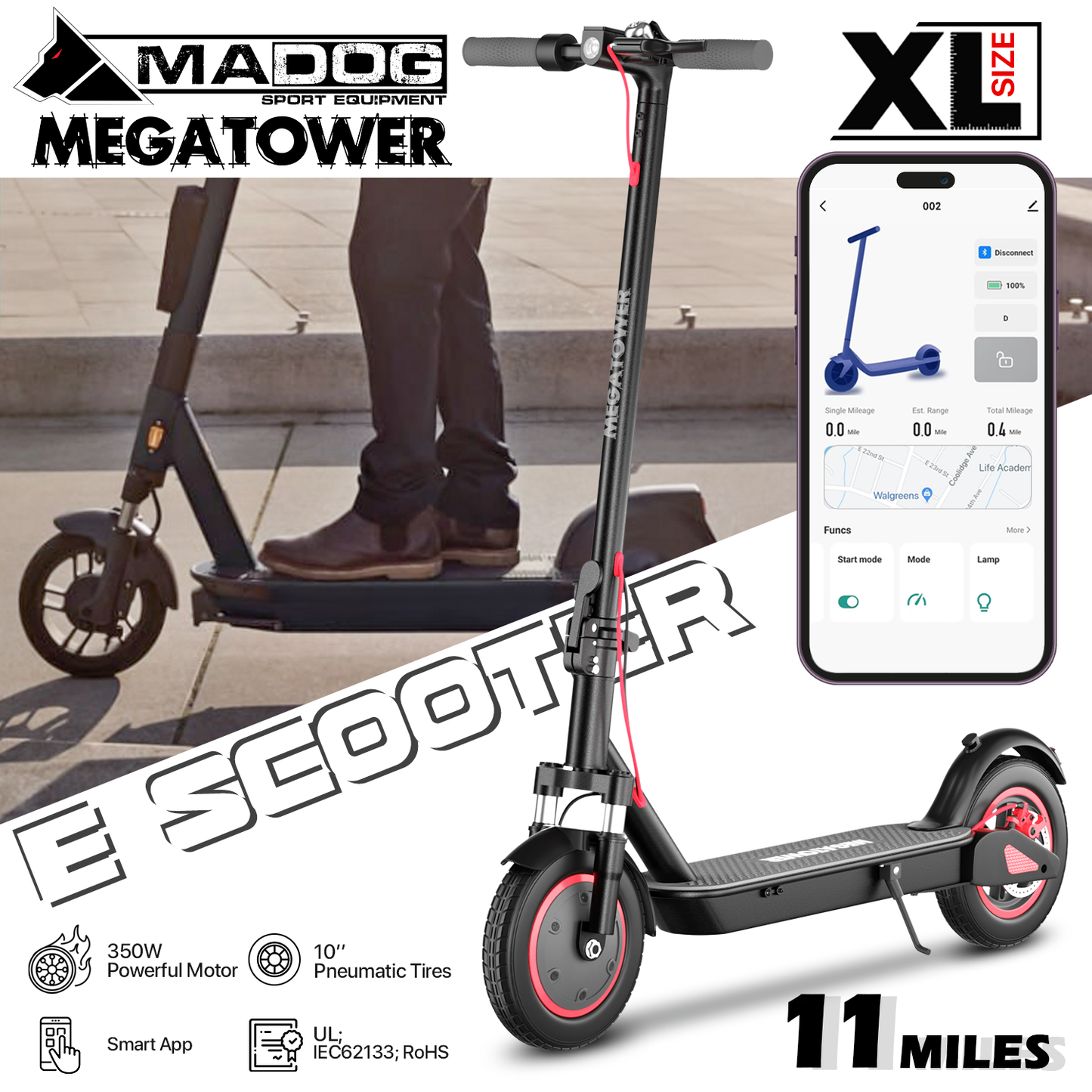 Electric Scooter - 36V, 5.2A, Black
