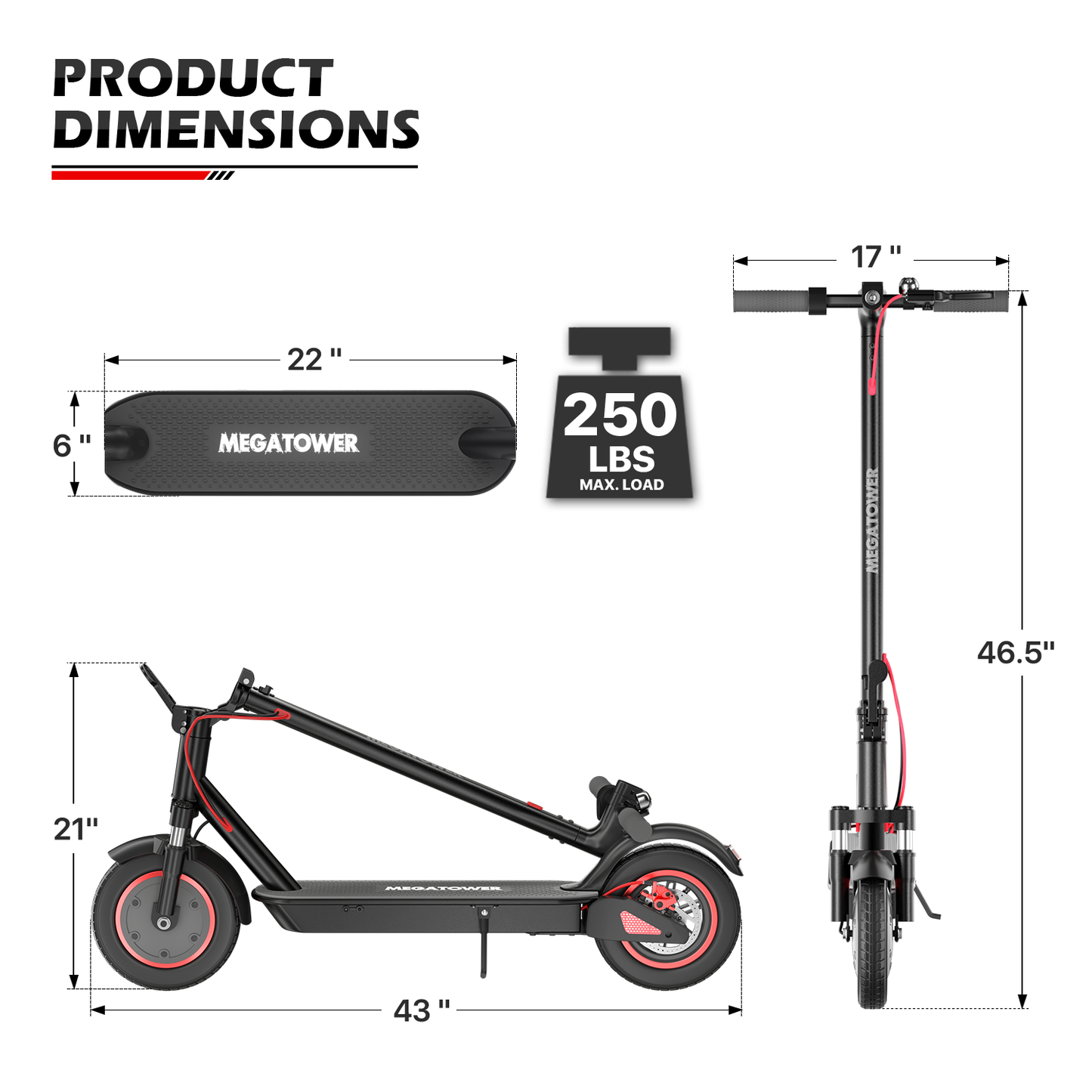 Electric Scooter - 36V, 5.2A, Black