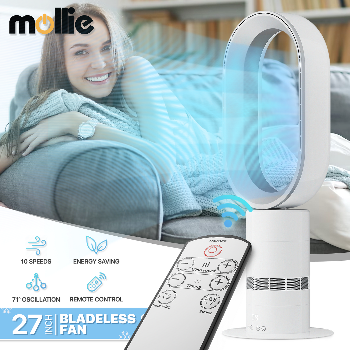 27 Inch Bladeless Fan - 10 Speeds