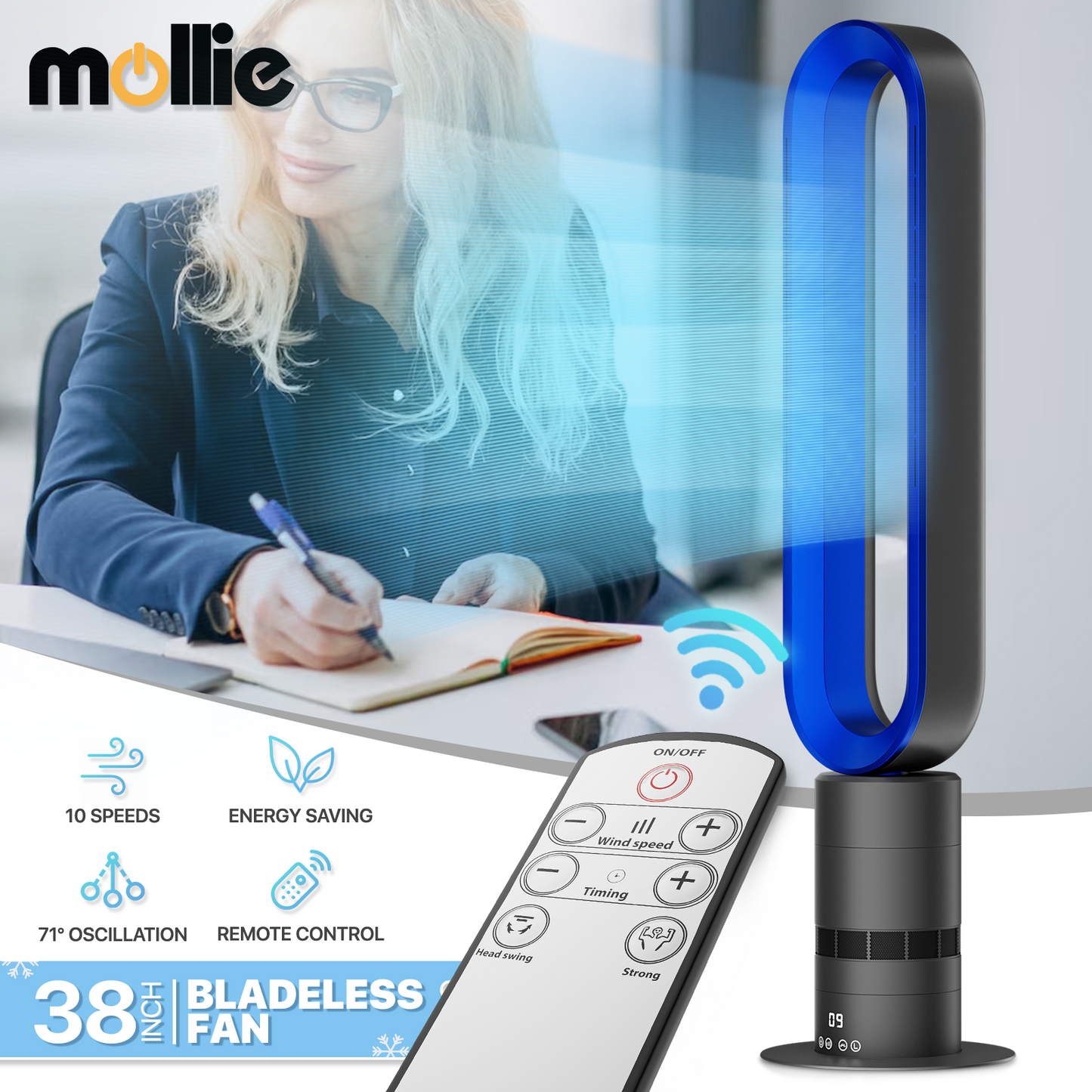38 Inch Bladeless Fan - 10 Speeds