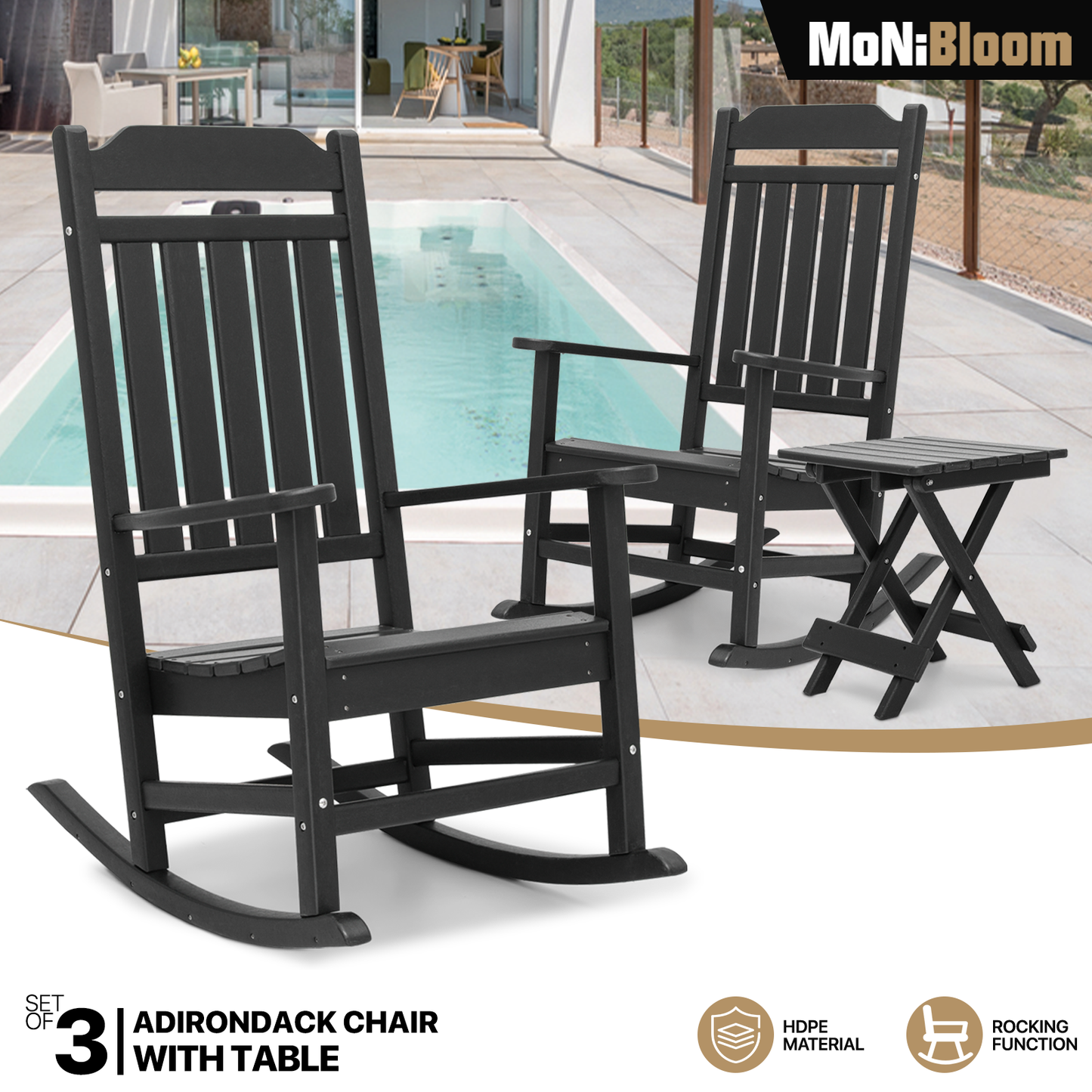 Bistro Set - 2 Rocking Chair & 1 Table