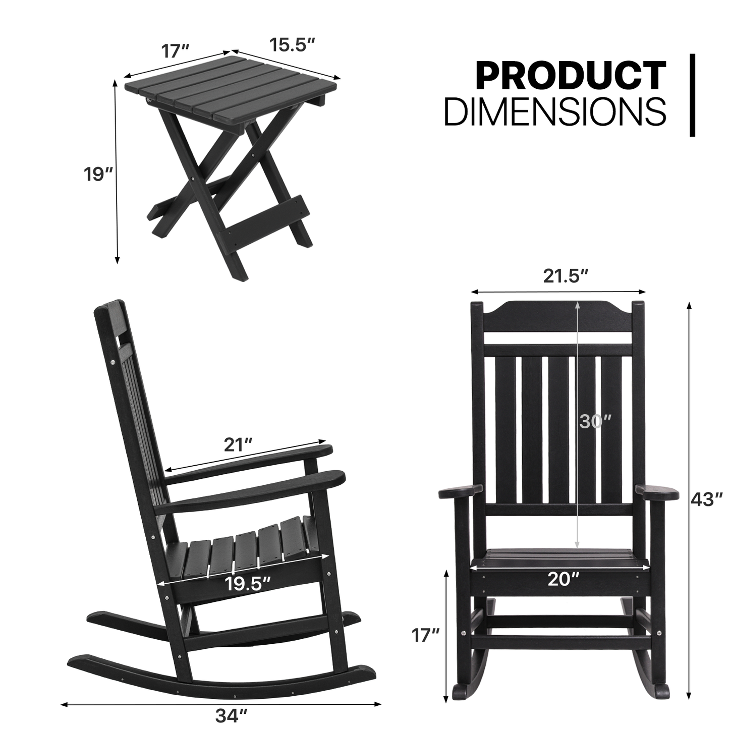Bistro Set - 2 Rocking Chair & 1 Table