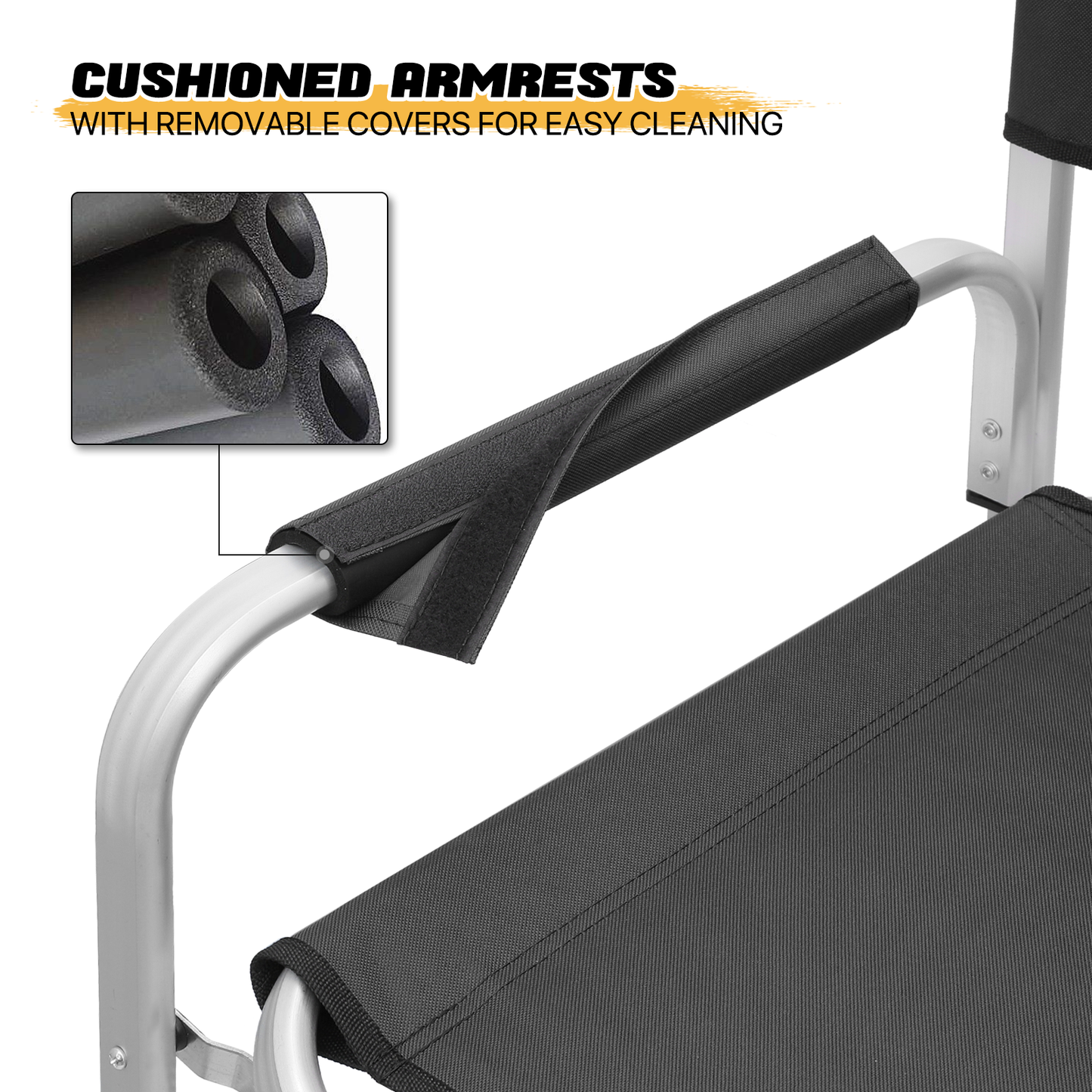 Foldable Director Chair-34.5" Seat Height-Cup Holder Tray+Side Pocket