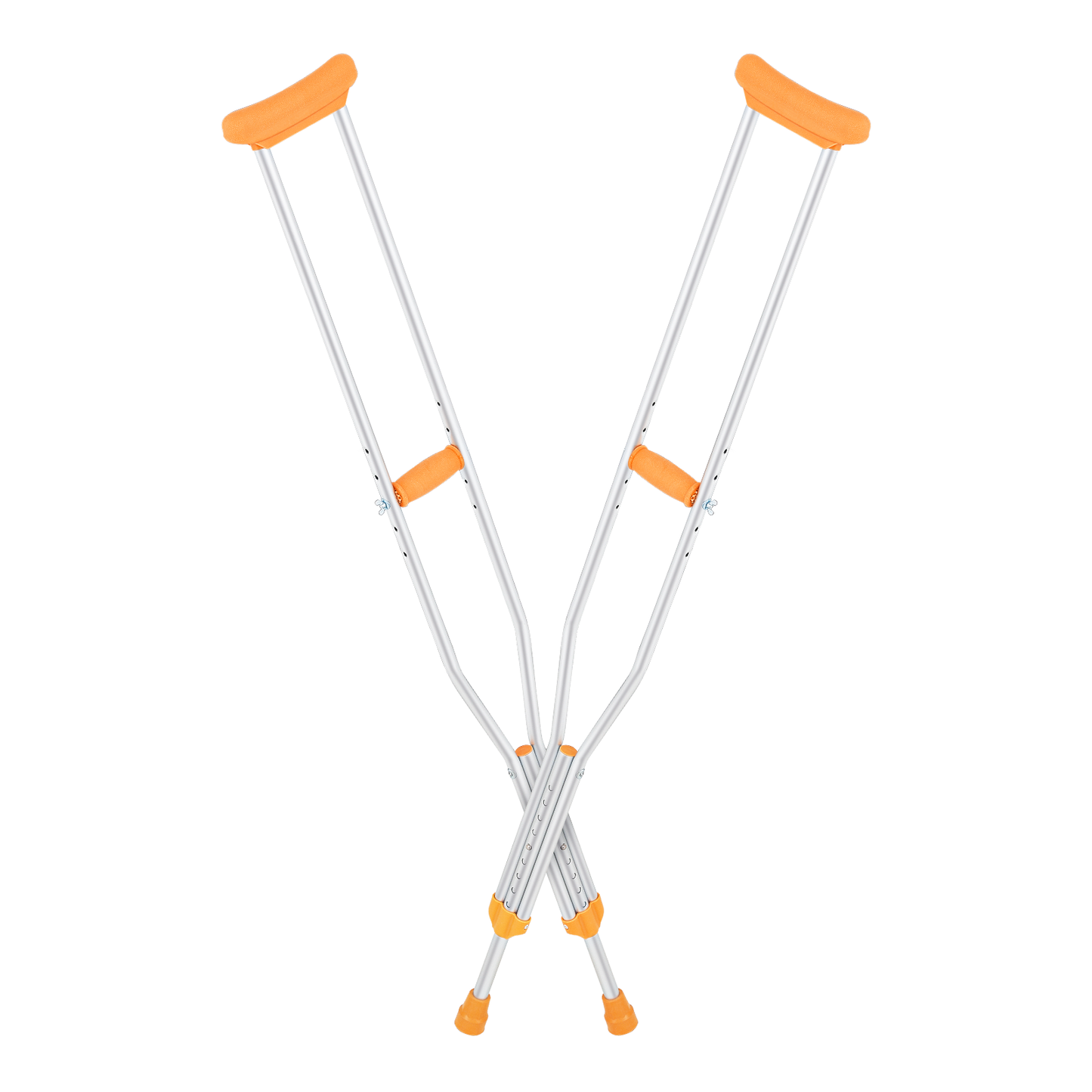 Aluminum Alloy Crutch - 9 Gears Height Adjustable - 5 Gears Grip Height Adjustable - 2PCS - Silver/Yellow