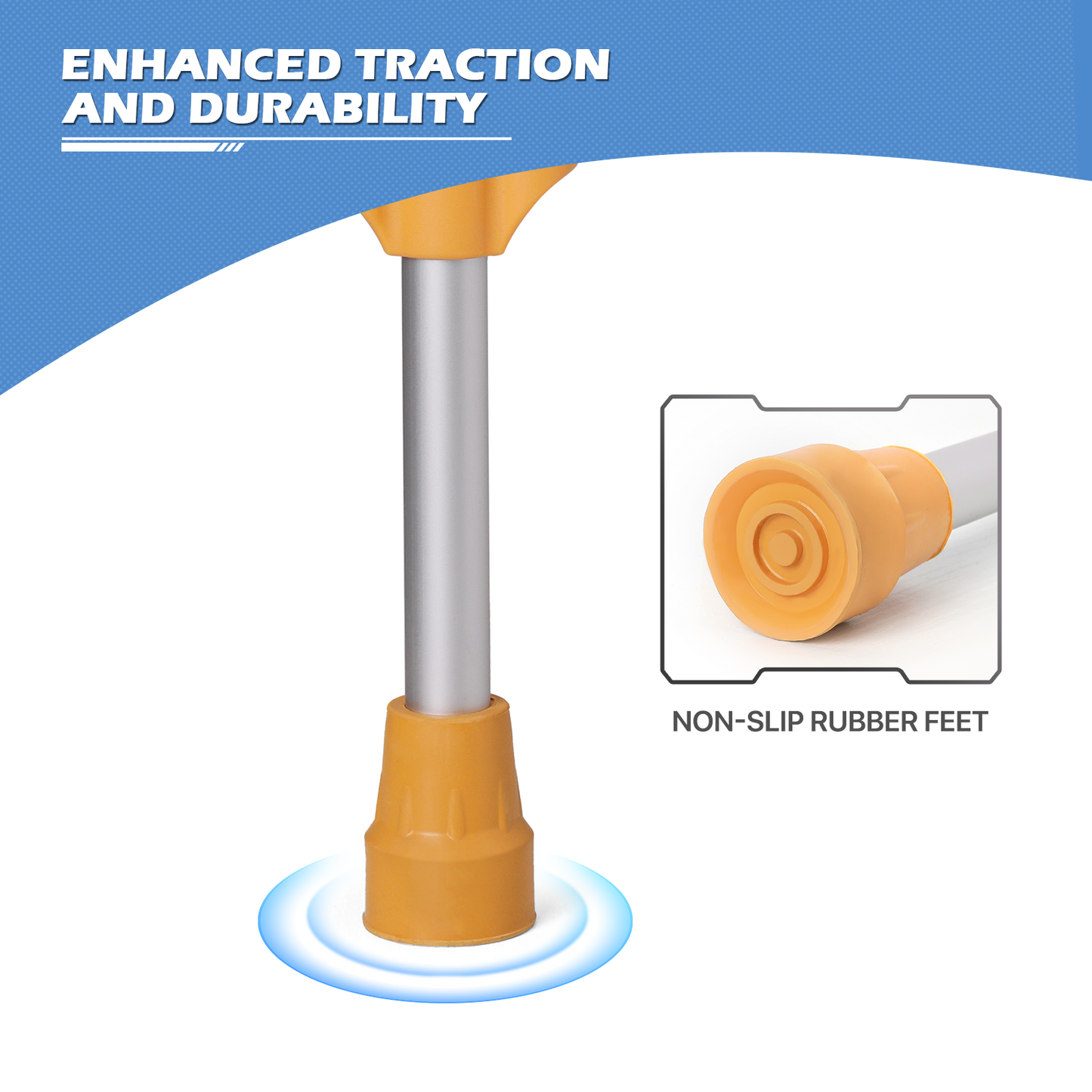 Aluminum Alloy Crutch - 9 Gears Height Adjustable - 5 Gears Grip Height Adjustable - 2PCS - Silver/Yellow
