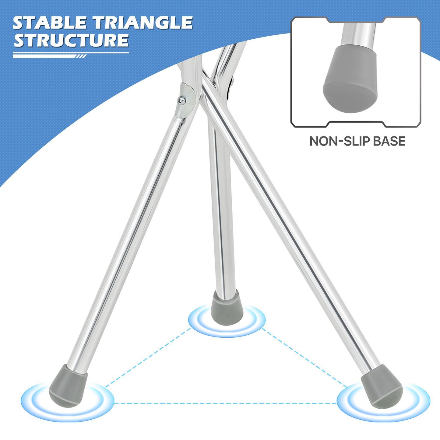 Foldable Cane with Seat - Aluminum Alloy Frame - PVC Seat - Silver/Gray