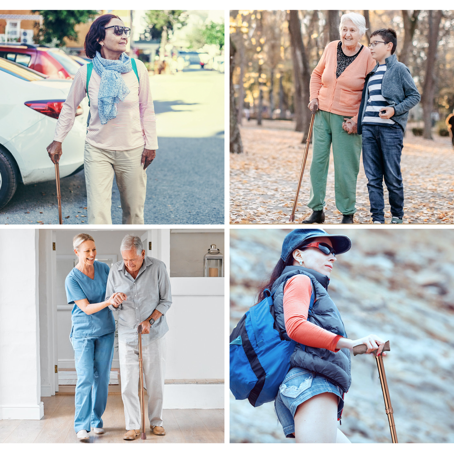Foldable Aluminum Alloy Walking Cane - 32''-36'' 5 Gears Height Adjustable - Bronze