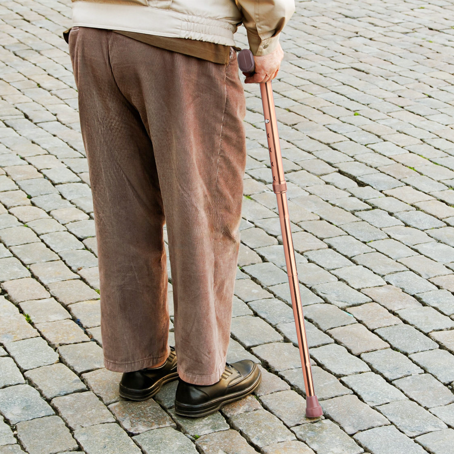 Foldable Aluminum Alloy Walking Cane - 32''-36'' 5 Gears Height Adjustable - Bronze