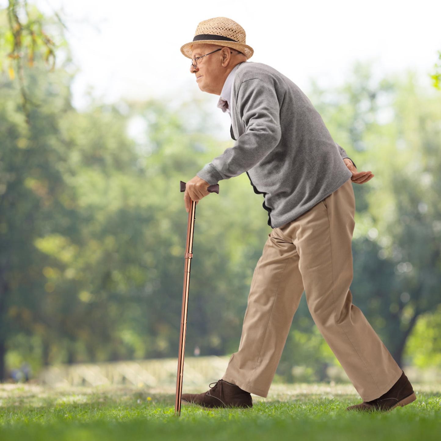 Foldable Aluminum Alloy Walking Cane - 32''-36'' 5 Gears Height Adjustable - Bronze