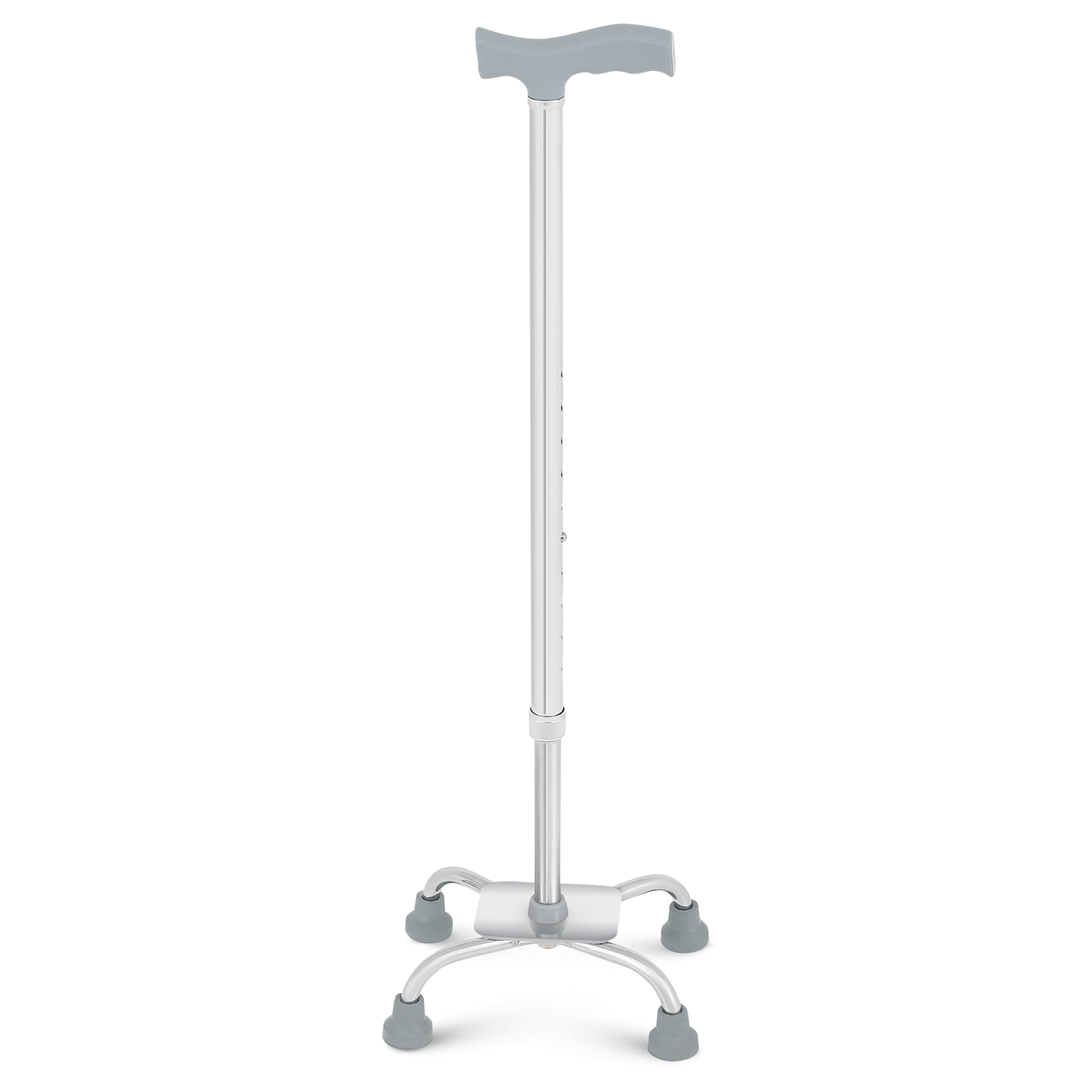 Aluminum Alloy Quad Cane - 25''-34'' 10 Gears Height Adjustable - Silver