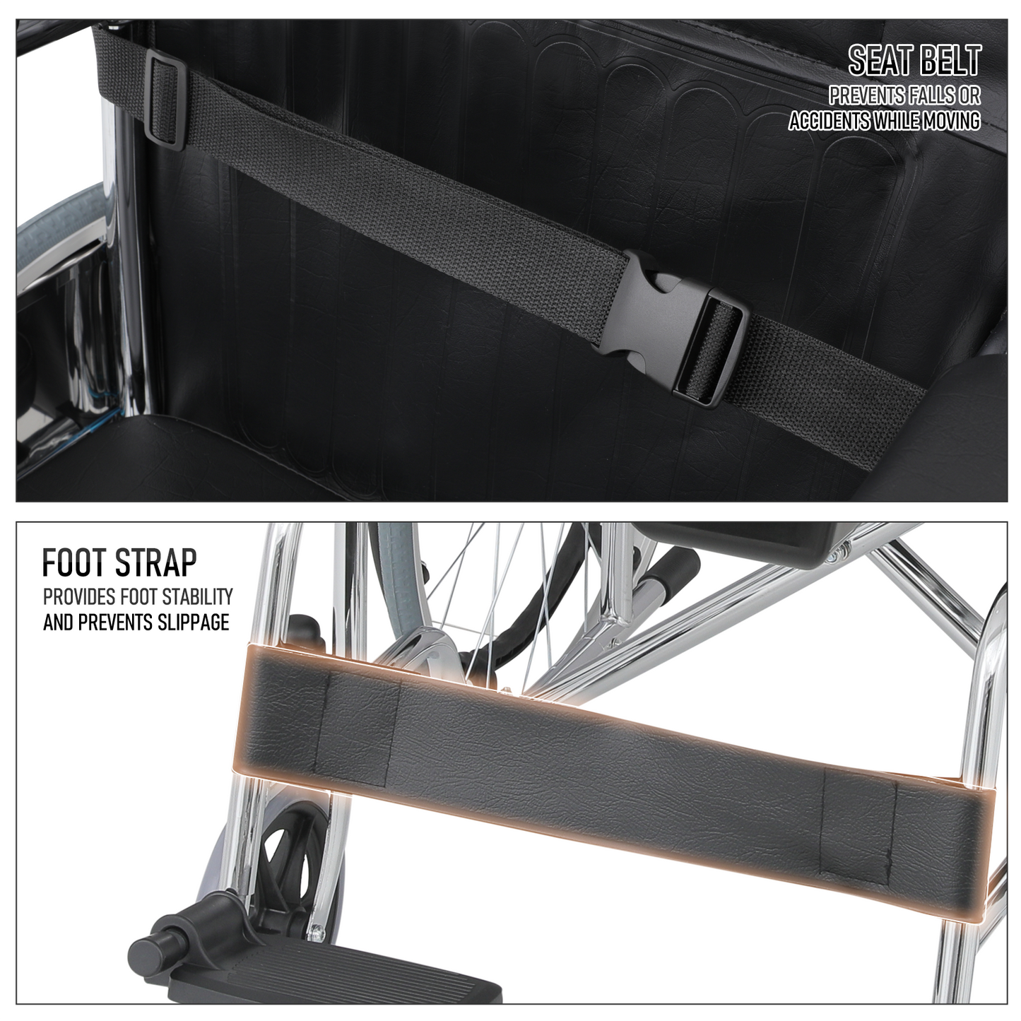 Wheelchair w/Commode - Steel Frame PVC with Foam Seat - 17*17'' Seat Size