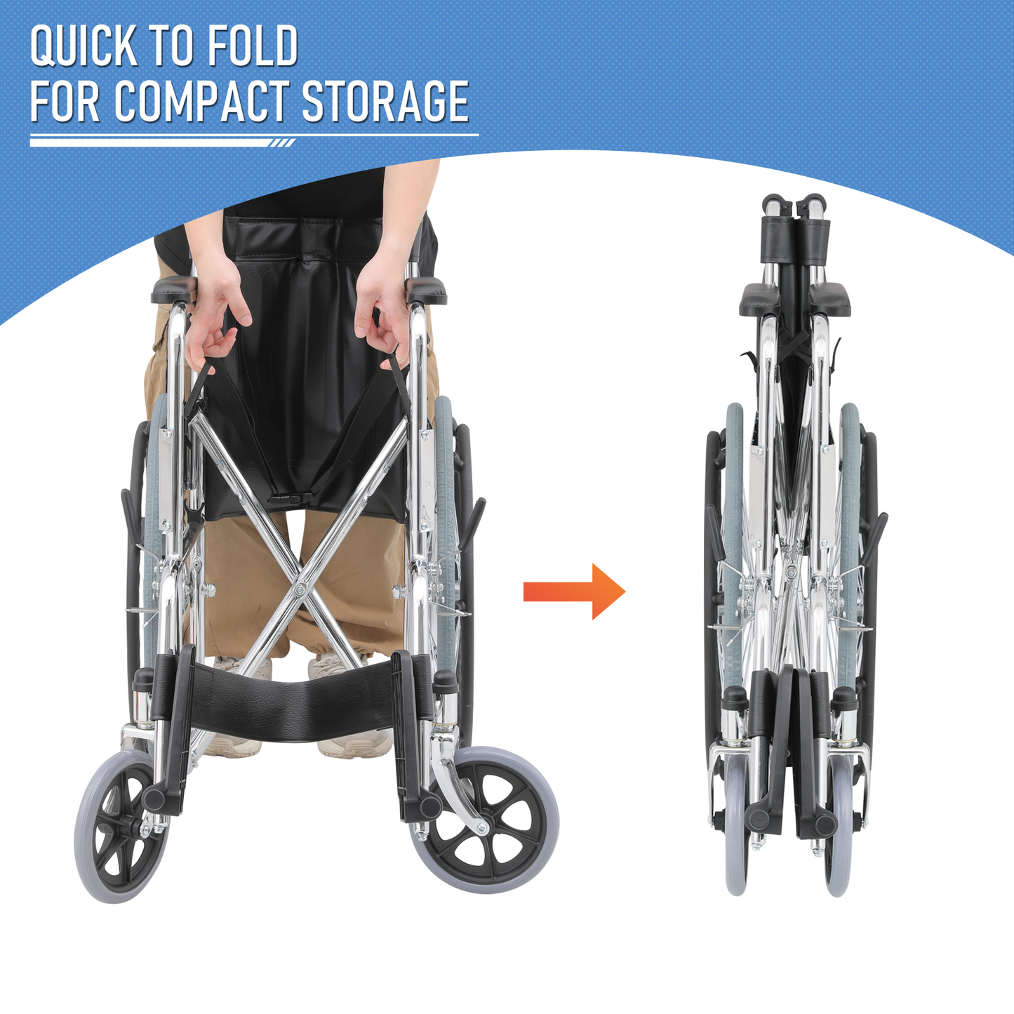 Wheelchair w/Commode - Steel Frame PVC with Foam Seat - 17*17'' Seat Size