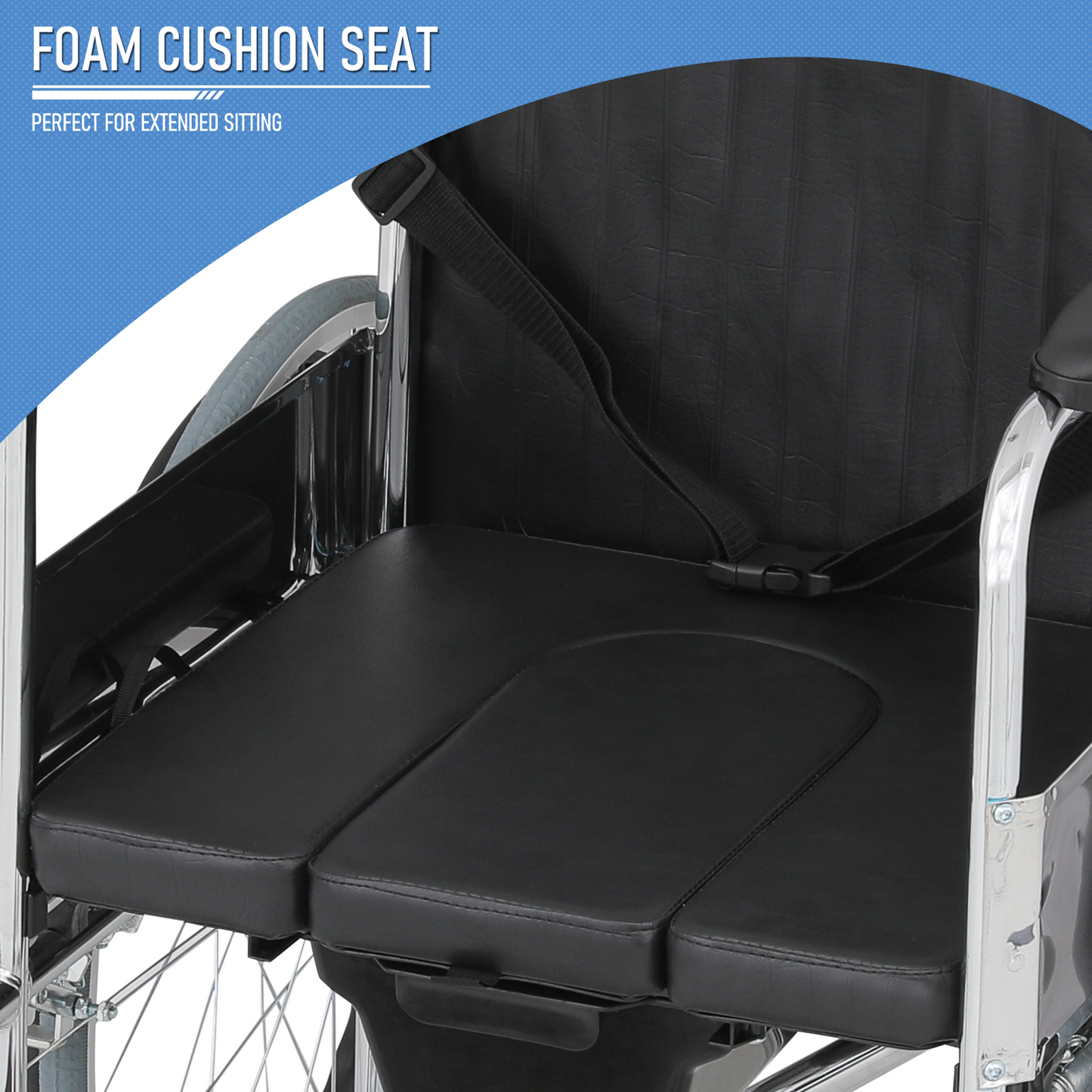 Wheelchair w/Commode - Steel Frame PVC with Foam Seat - 17*17'' Seat Size