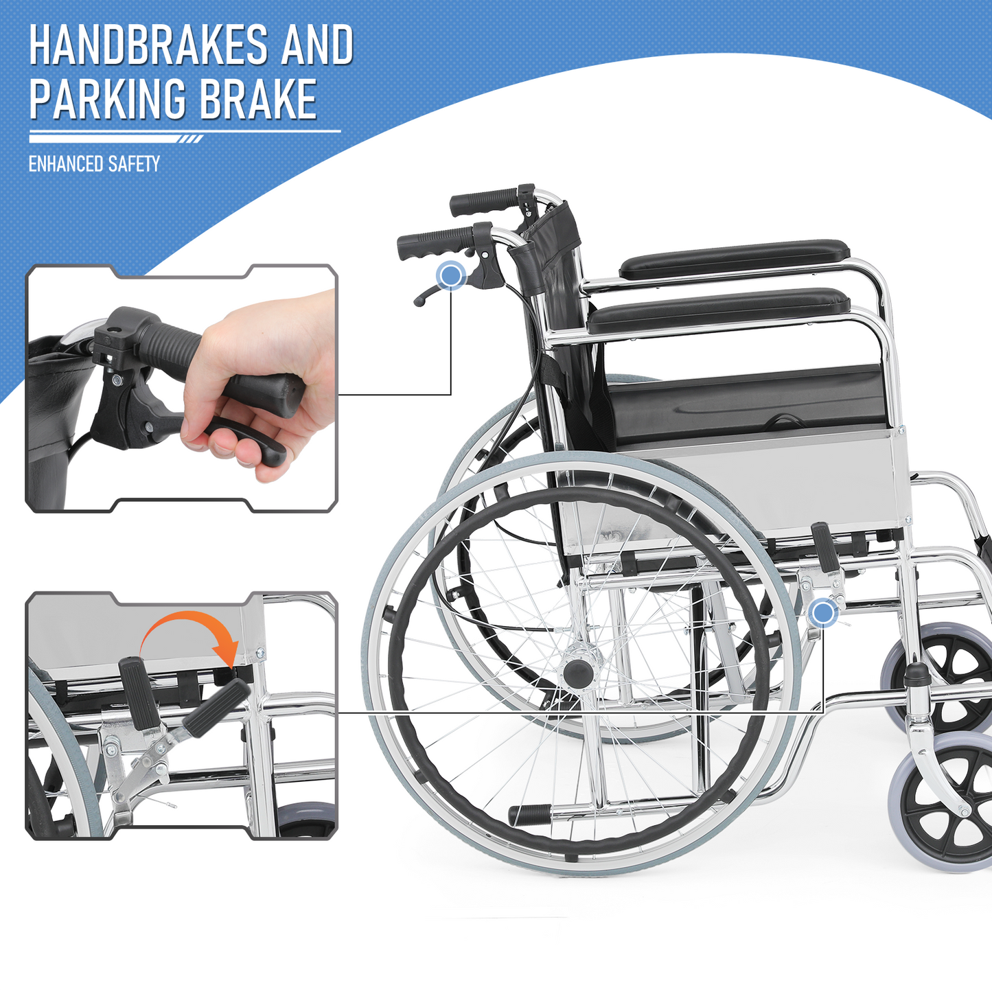 Wheelchair w/Commode - Steel Frame PVC with Foam Seat - 17*17'' Seat Size