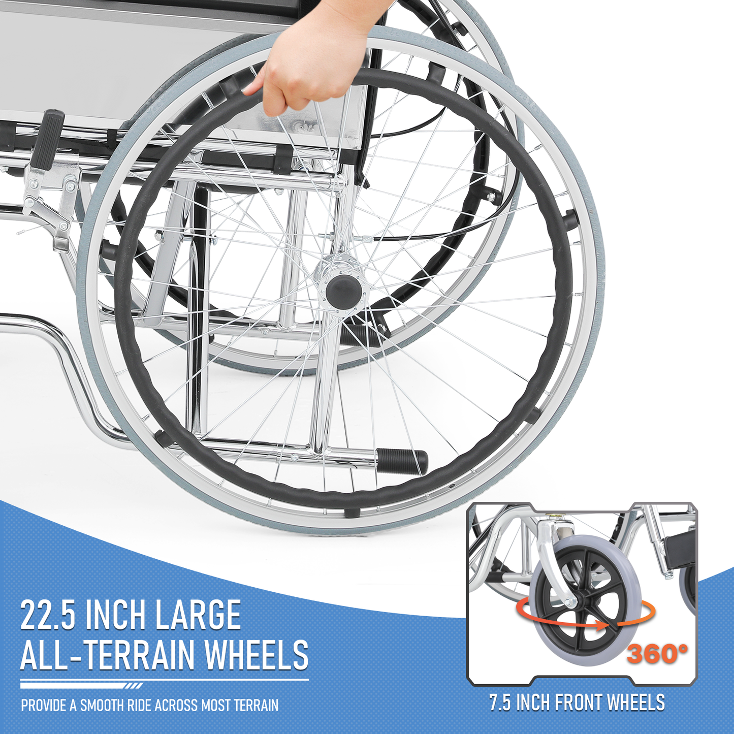 Wheelchair w/Commode - Steel Frame PVC with Foam Seat - 17*17'' Seat Size