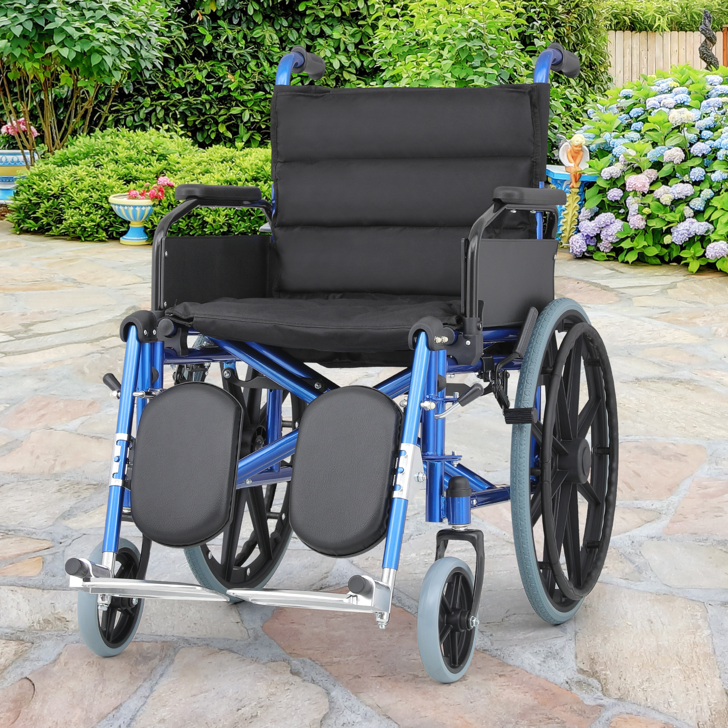 Wheelchair - Steel Frame Textile Seat w/Removable Oxford Cloth Cushion - 18.5*16'' Seat Size