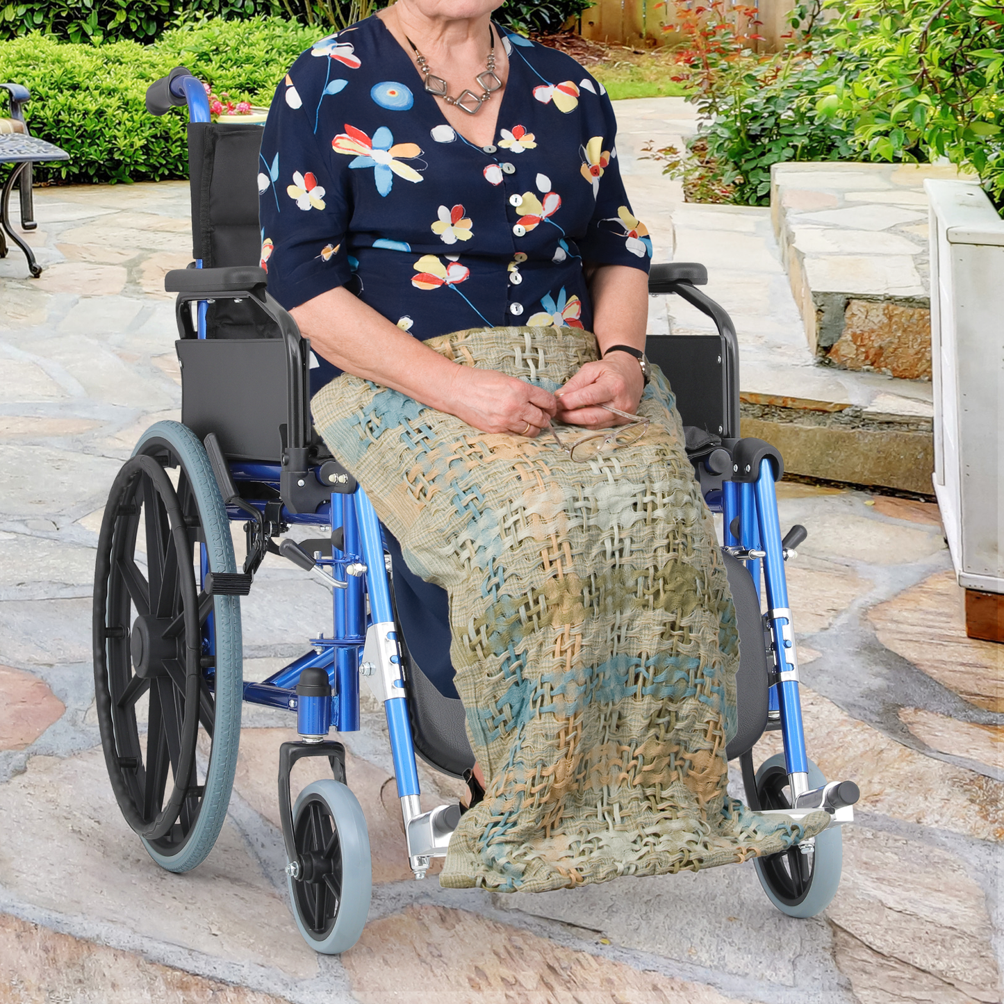 Wheelchair - Steel Frame Textile Seat w/Removable Oxford Cloth Cushion - 18.5*16'' Seat Size