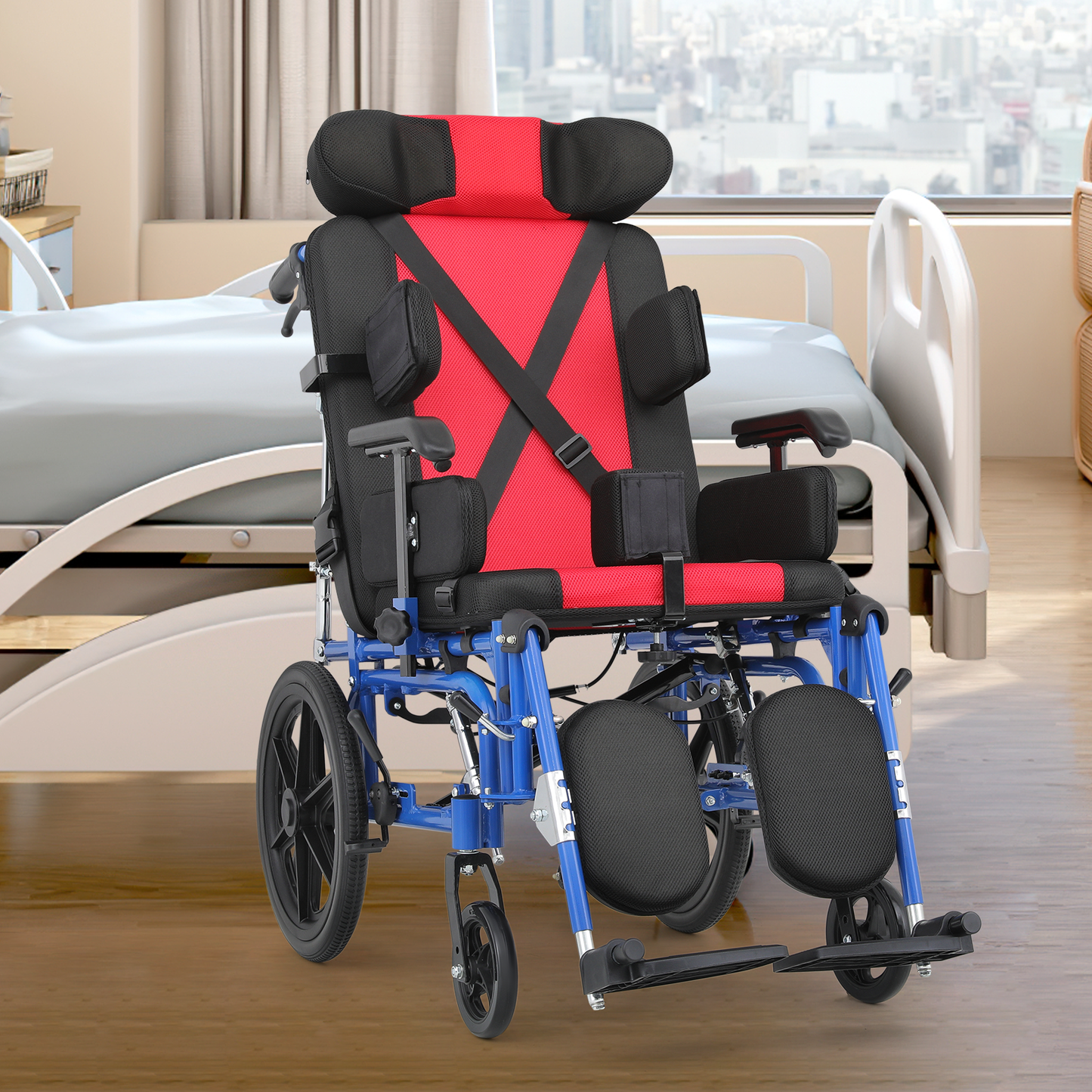 Wheelchair - Aluminum Alloy Frame Foam Seat - 100°-160° Adjustable Backrest - 18*14.5'' Seat Size