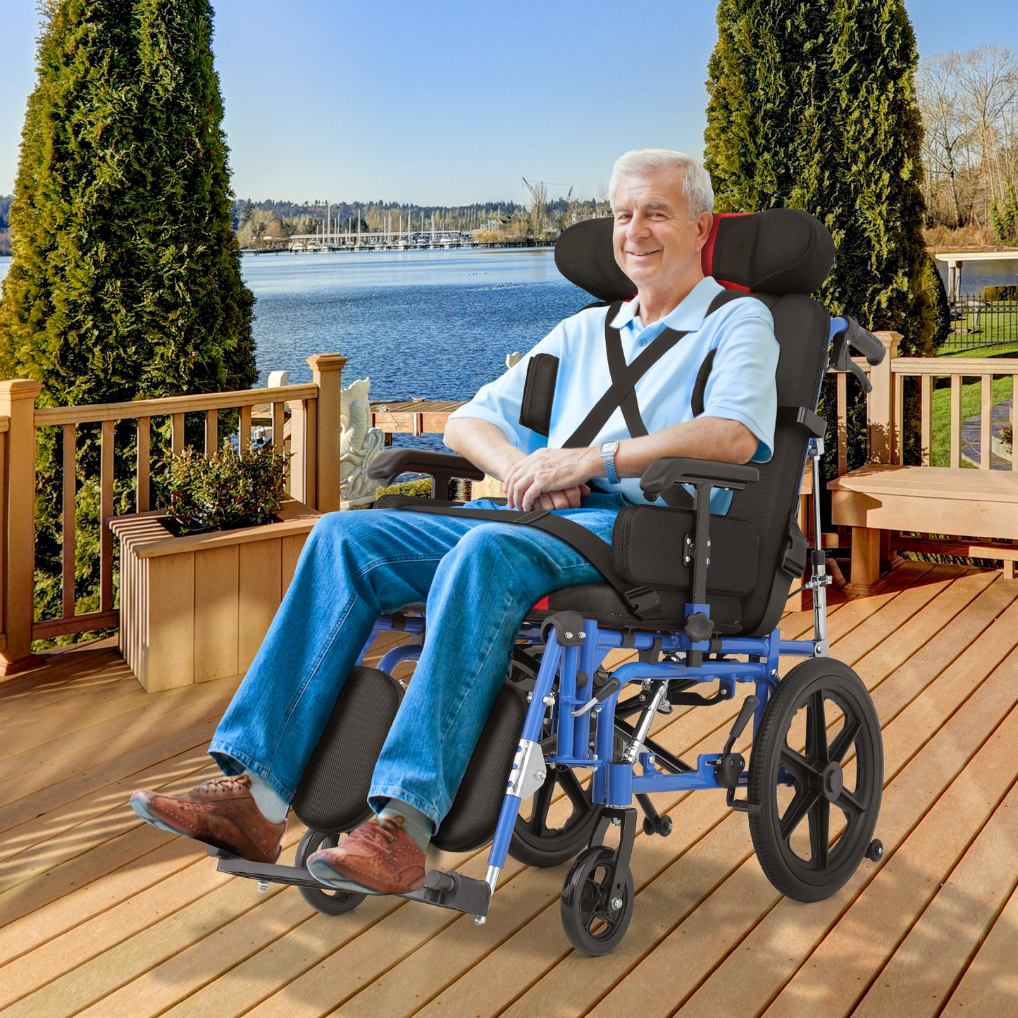 Wheelchair - Aluminum Alloy Frame Foam Seat - 100°-160° Adjustable Backrest - 18*14.5'' Seat Size