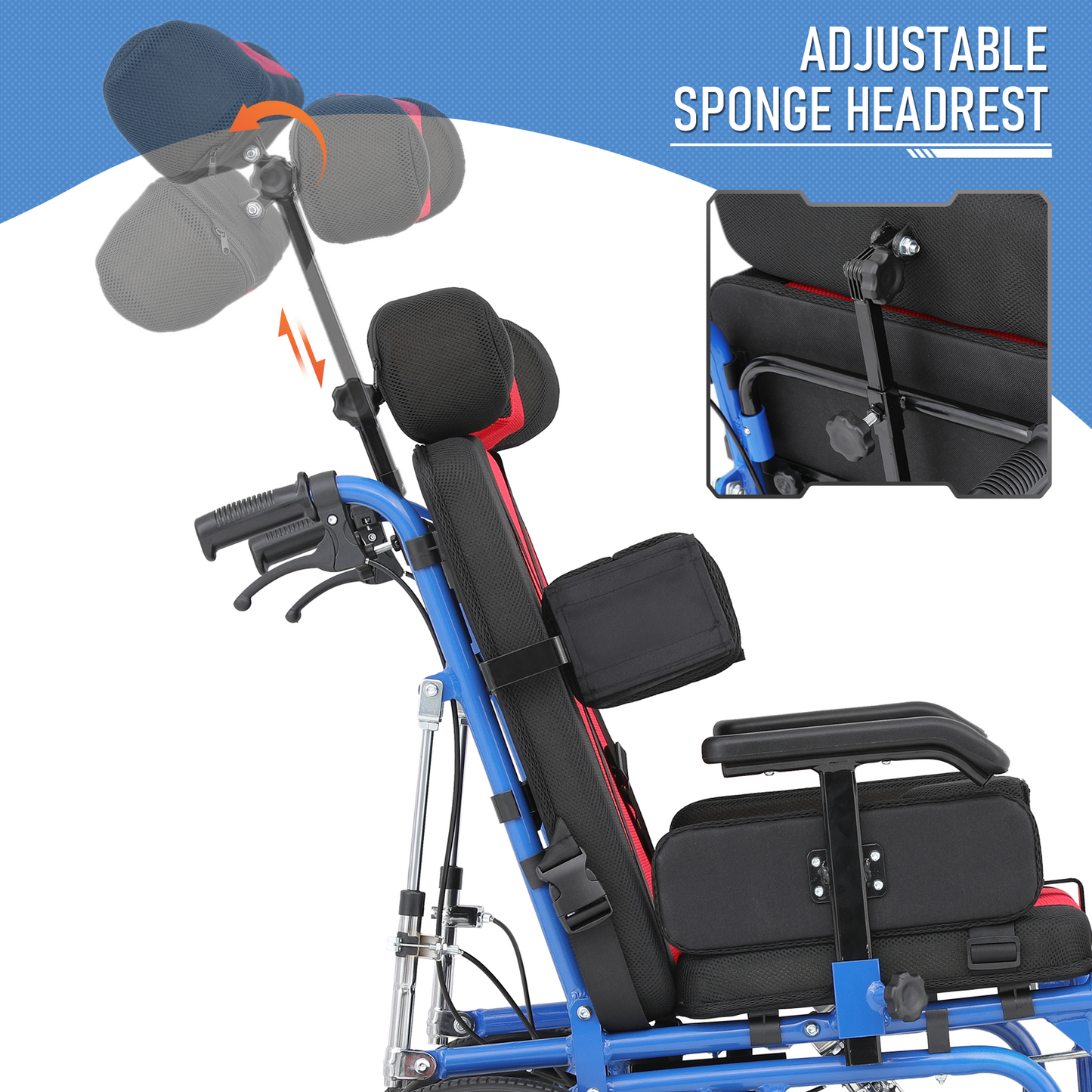 Wheelchair - Aluminum Alloy Frame Foam Seat - 100°-160° Adjustable Backrest - 18*14.5'' Seat Size