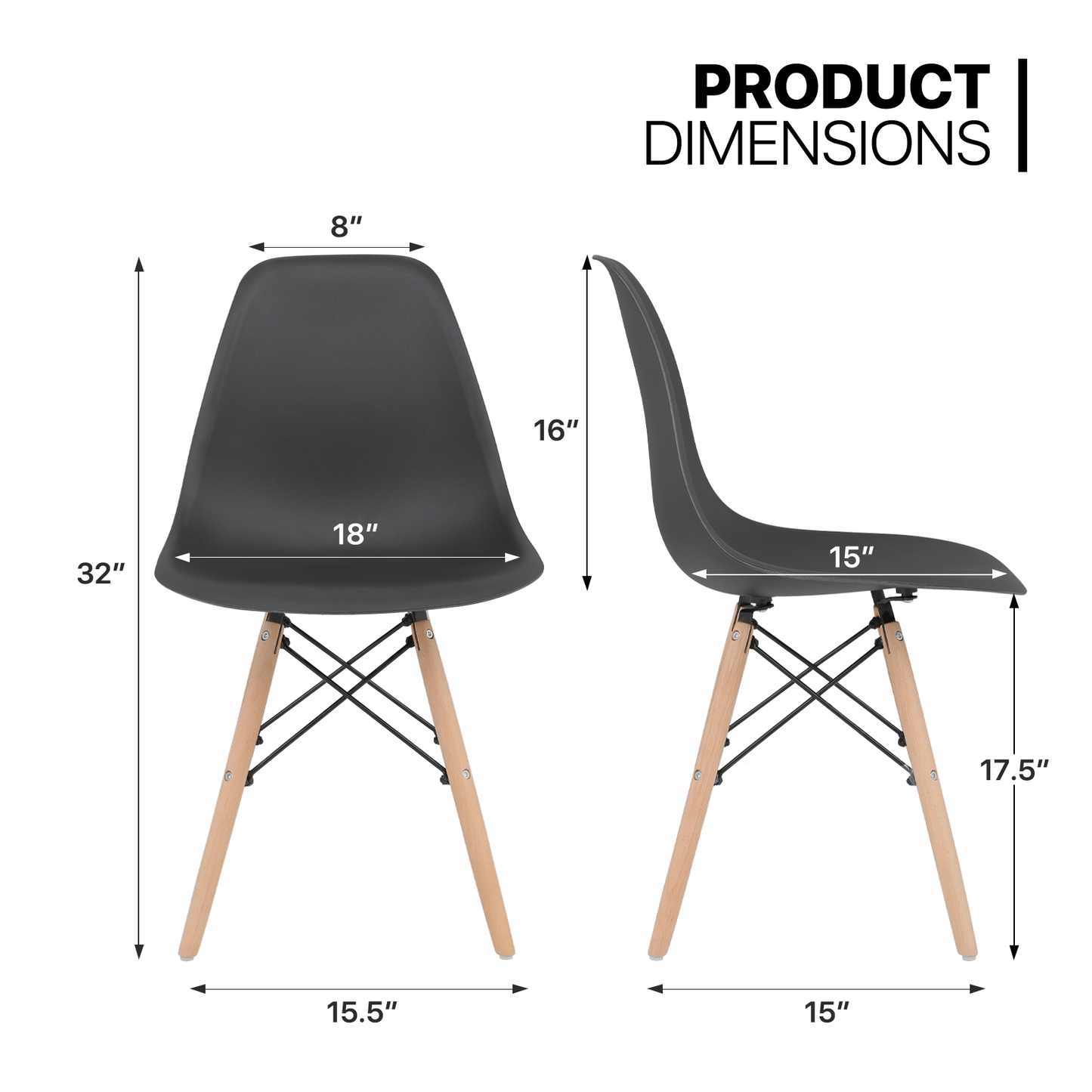 2 Pieces Dining Chair -Egg Shell Shape - 32" Height