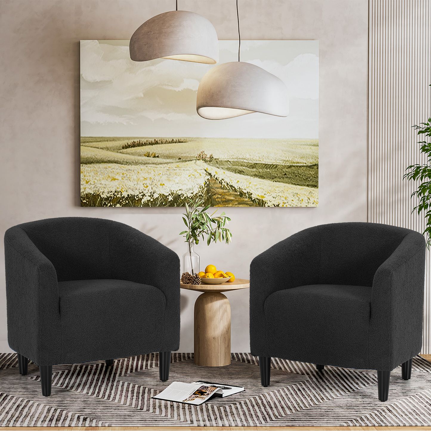 Boucle Fabric Sofa - Barrel Shape Accent Chair