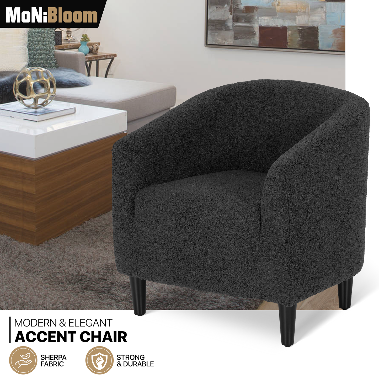 Boucle Fabric Sofa - Barrel Shape Accent Chair