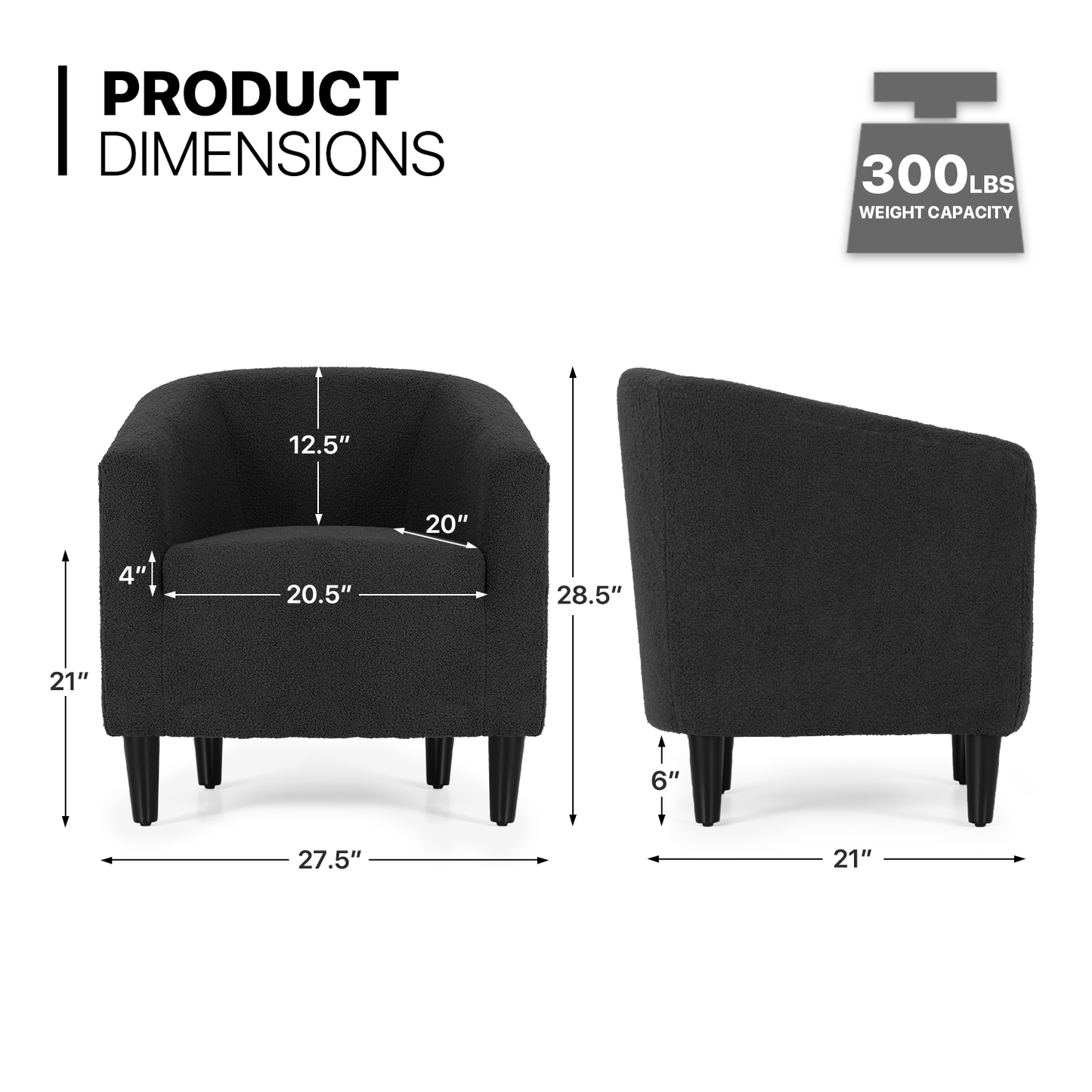 Boucle Fabric Sofa - Barrel Shape Accent Chair