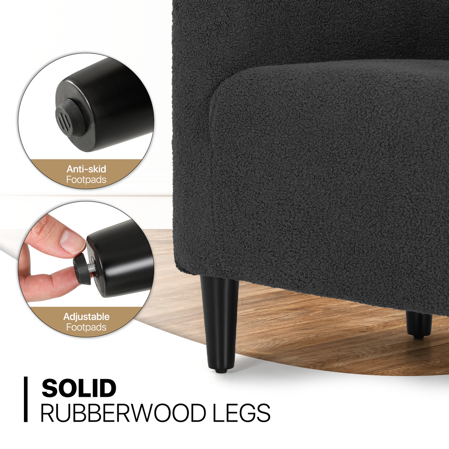 Boucle Fabric Sofa - Barrel Shape Accent Chair