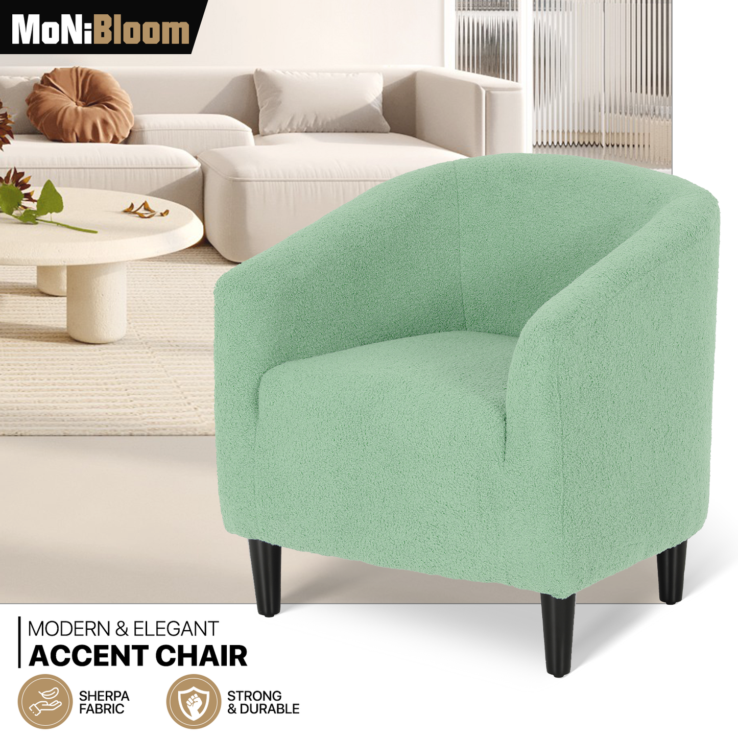 Boucle Fabric Sofa - Barrel Shape Accent Chair