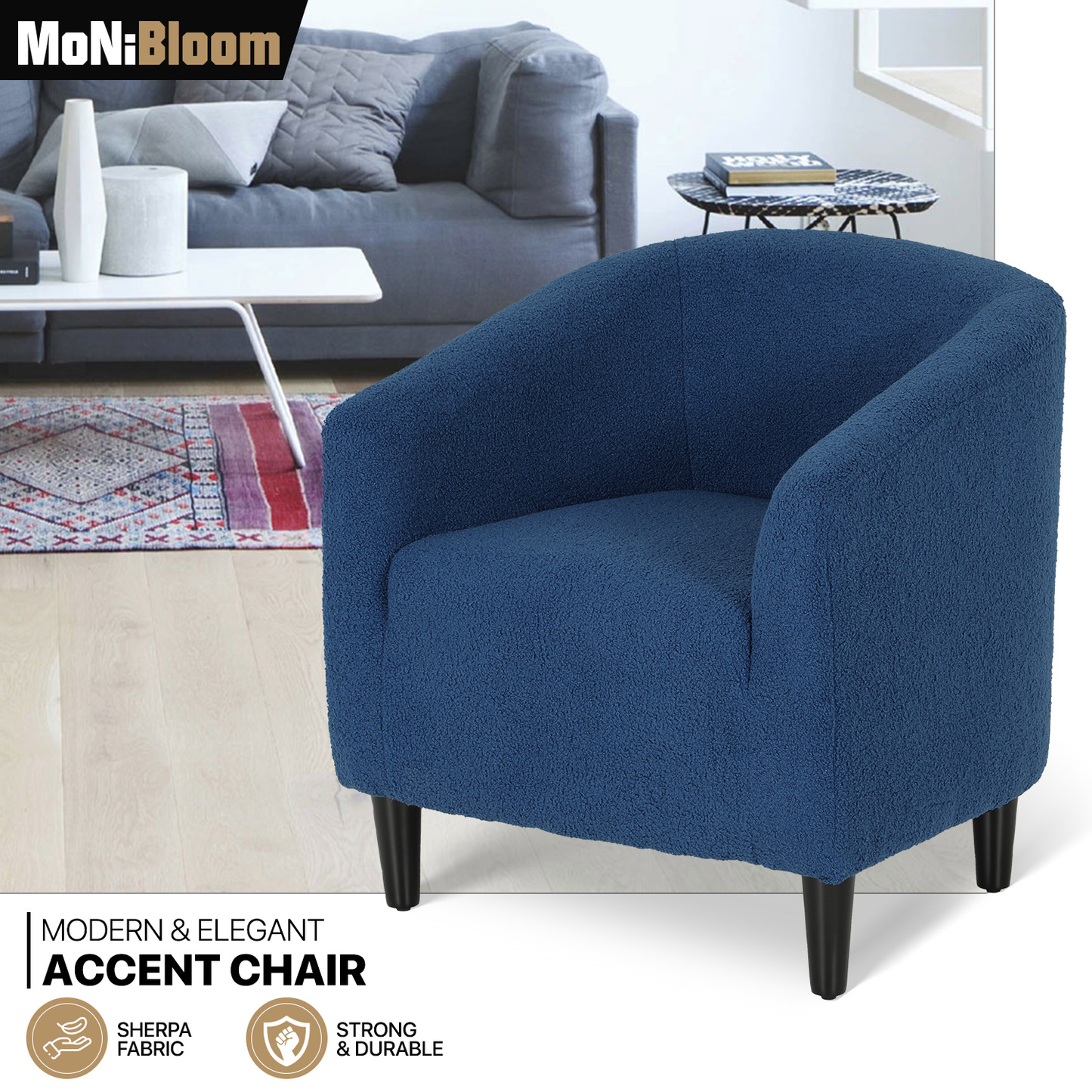 Boucle Fabric Sofa - Barrel Shape Accent Chair