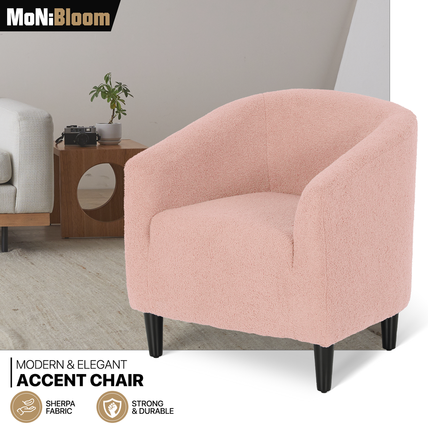 Boucle Fabric Sofa - Barrel Shape Accent Chair