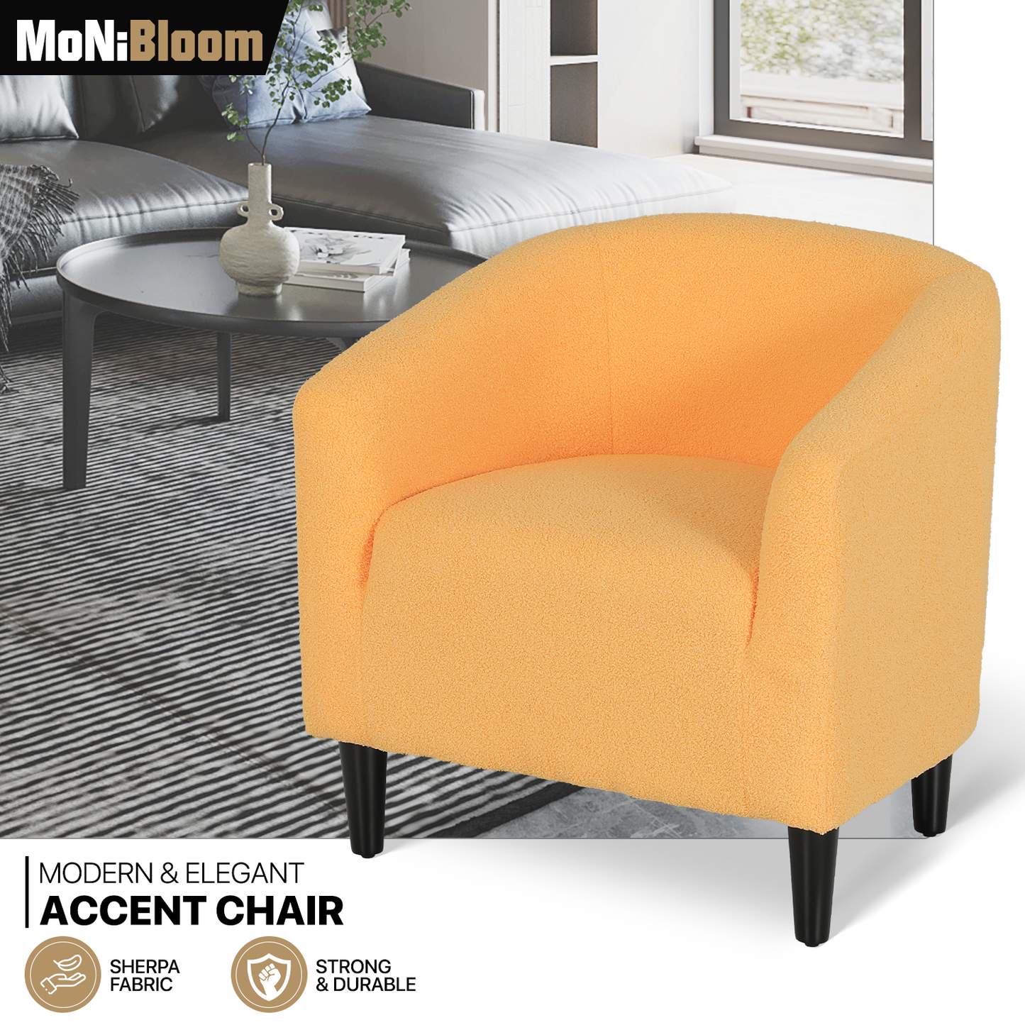 Boucle Fabric Sofa - Barrel Shape Accent Chair